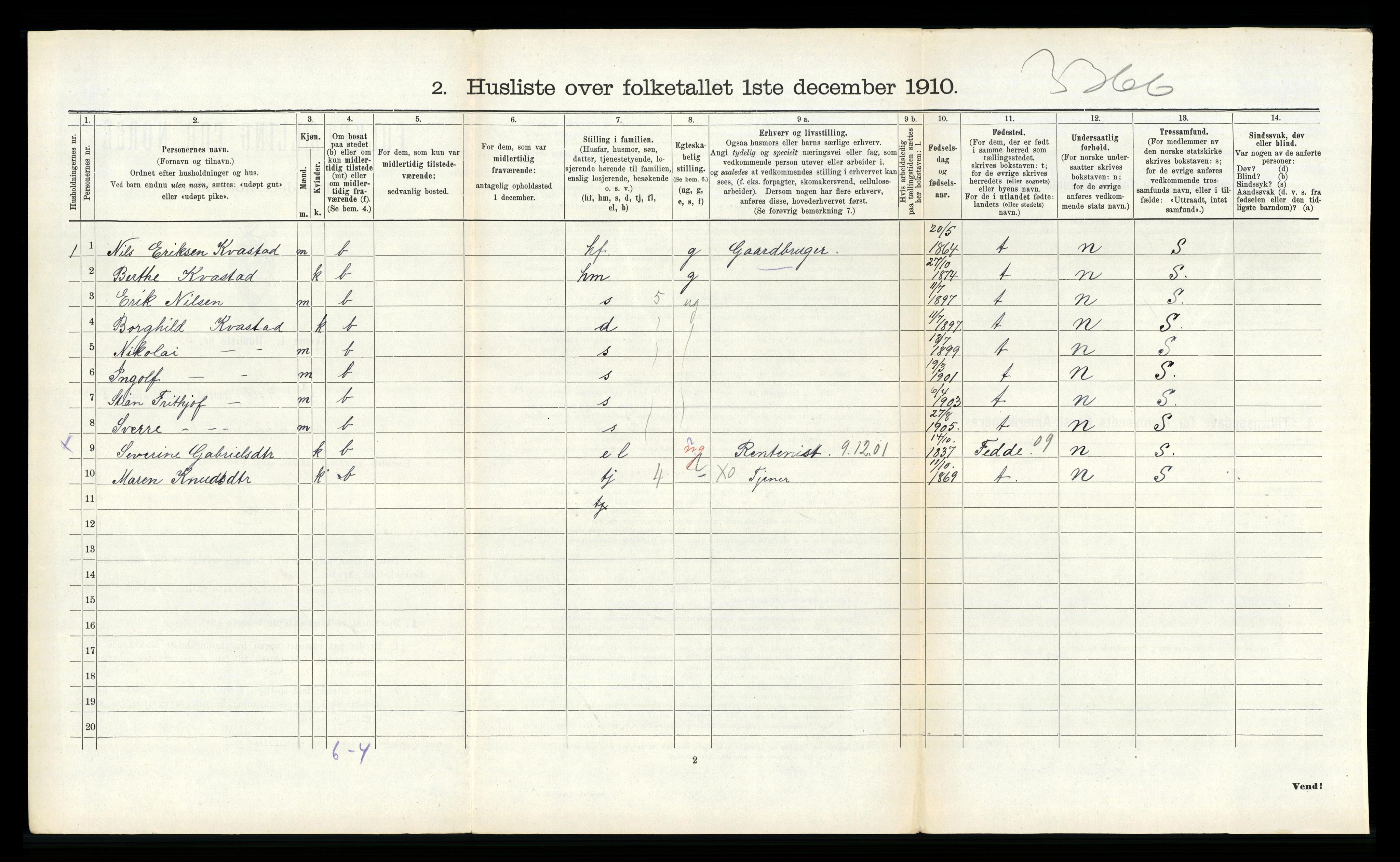 RA, Folketelling 1910 for 0914 Holt herred, 1910, s. 957