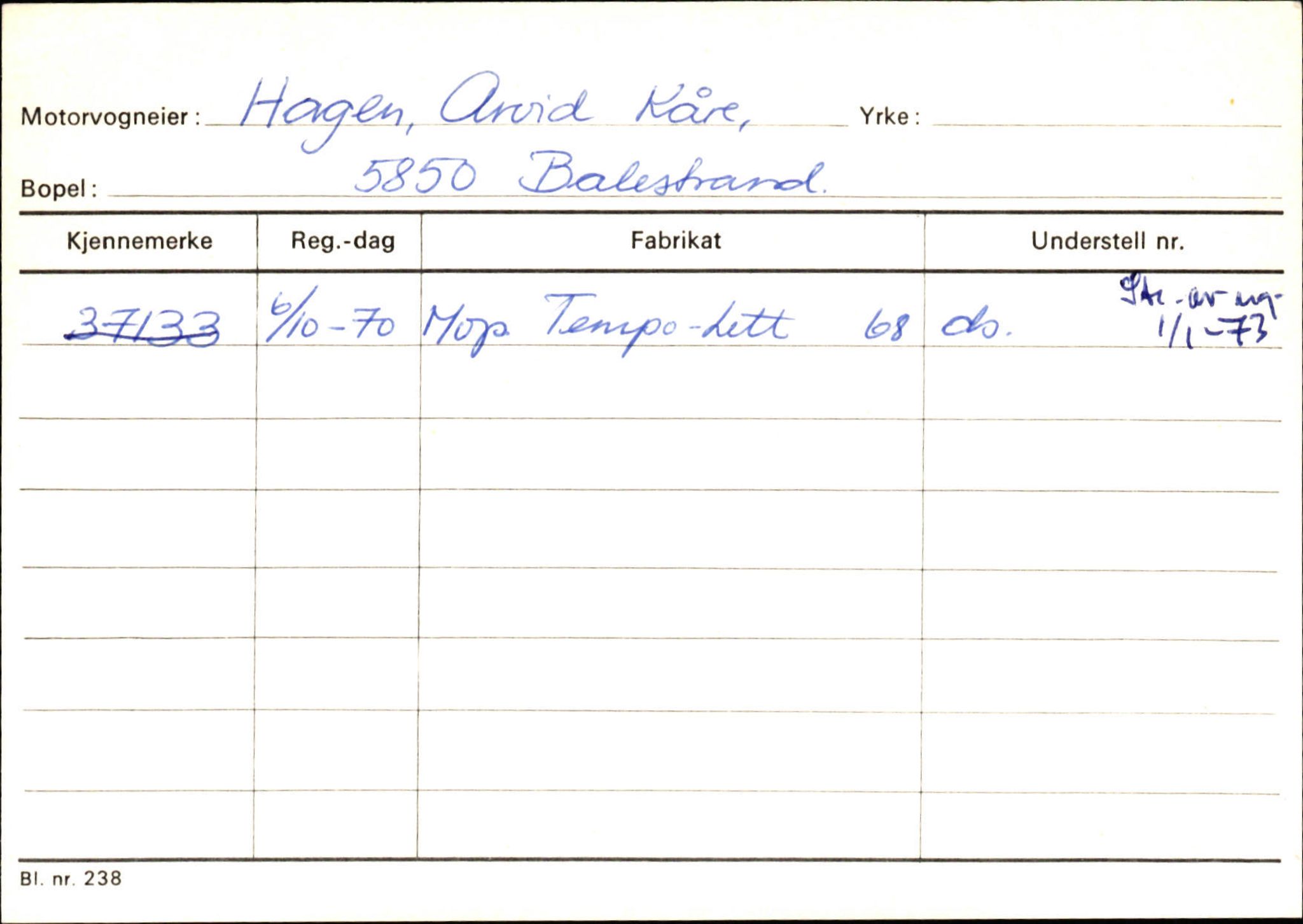 Statens vegvesen, Sogn og Fjordane vegkontor, AV/SAB-A-5301/4/F/L0132: Eigarregister Askvoll A-Å. Balestrand A-Å, 1945-1975, s. 1788