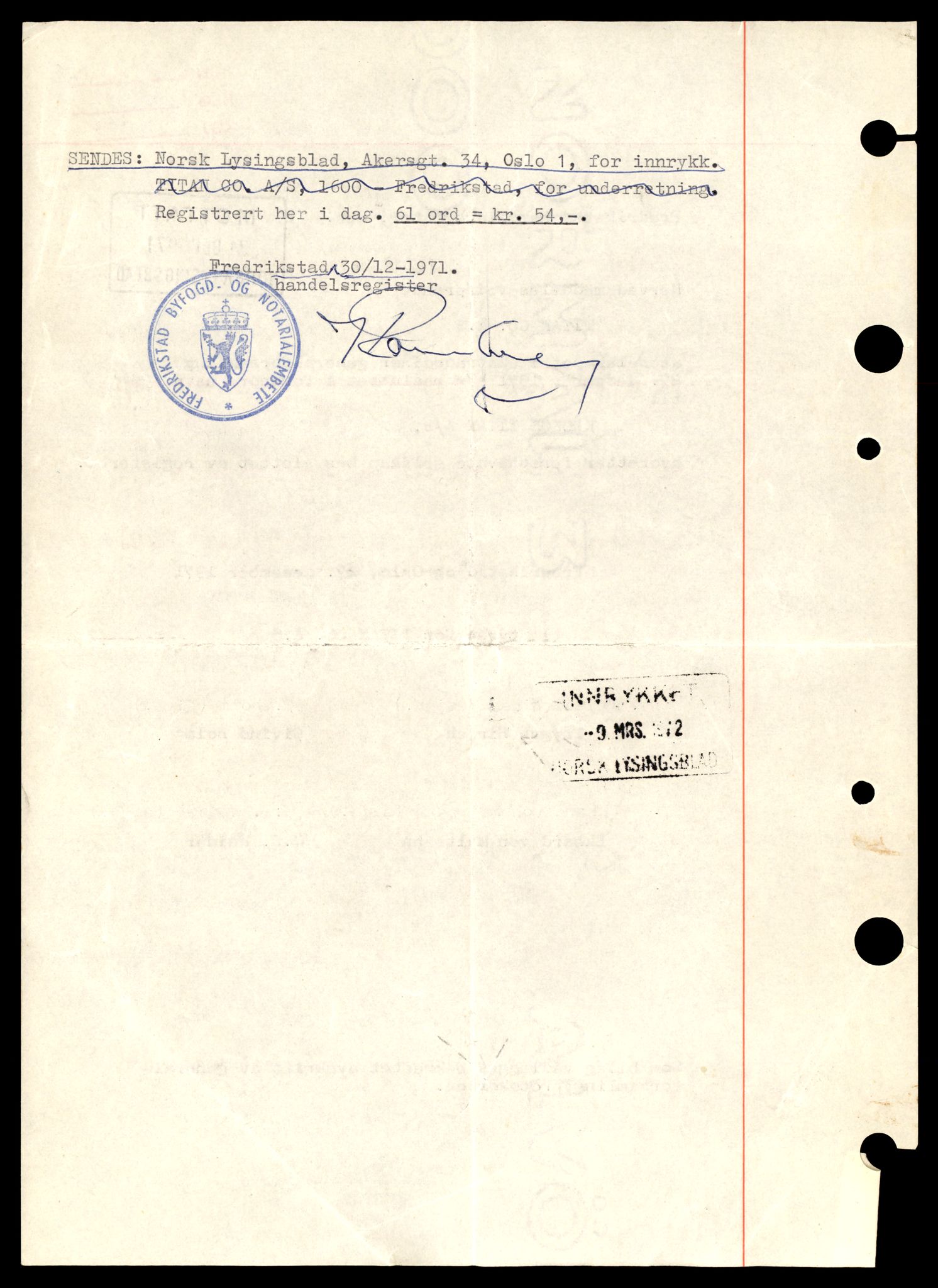 Fredrikstad tingrett, AV/SAT-A-10473/K/Kb/Kba/L0039: Enkeltmannsforetak, aksjeselskap og andelslag, Ti-Tri, 1944-1990, s. 6