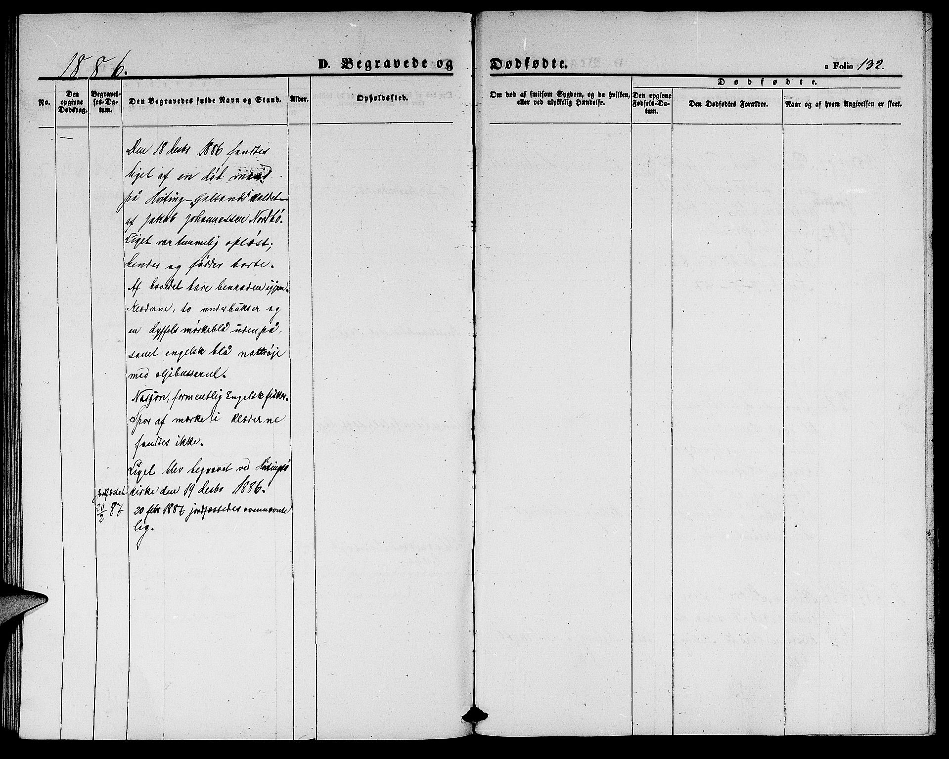 Rennesøy sokneprestkontor, AV/SAST-A -101827/H/Ha/Hab/L0003: Klokkerbok nr. B 3, 1855-1888, s. 132