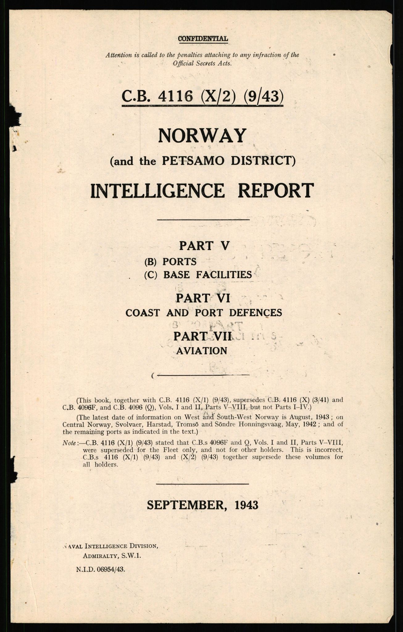 Forsvaret, Forsvarets overkommando II, AV/RA-RAFA-3915/D/Dd/L0004: Index of Reports on Norway, 1943-1944, s. 536