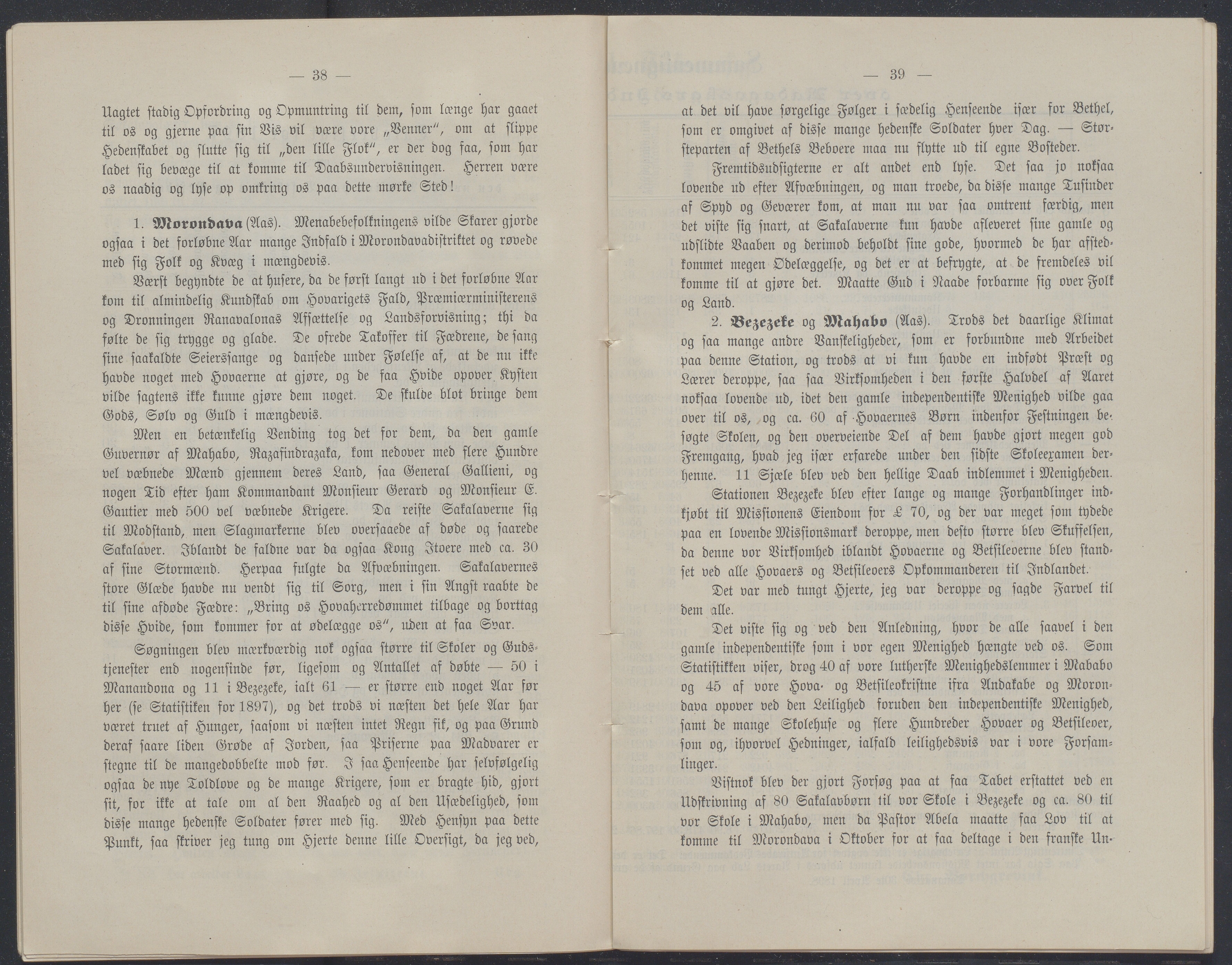 Det Norske Misjonsselskap - hovedadministrasjonen, VID/MA-A-1045/D/Db/Dba/L0339/0009: Beretninger, Bøker, Skrifter o.l   / Årsberetninger. Heftet. 56. , 1898, s. 38-39