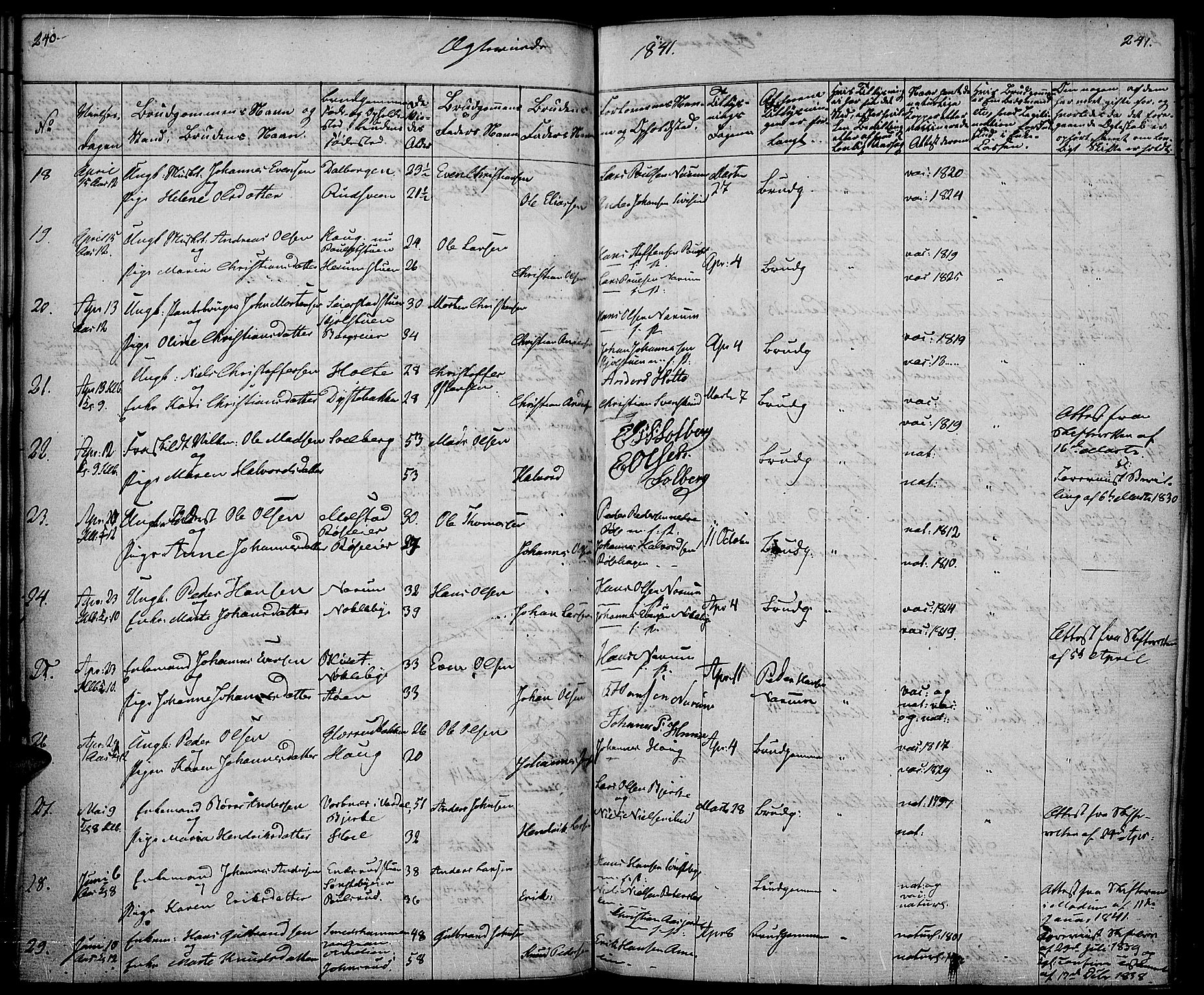 Vestre Toten prestekontor, AV/SAH-PREST-108/H/Ha/Haa/L0003: Ministerialbok nr. 3, 1836-1843, s. 240-241