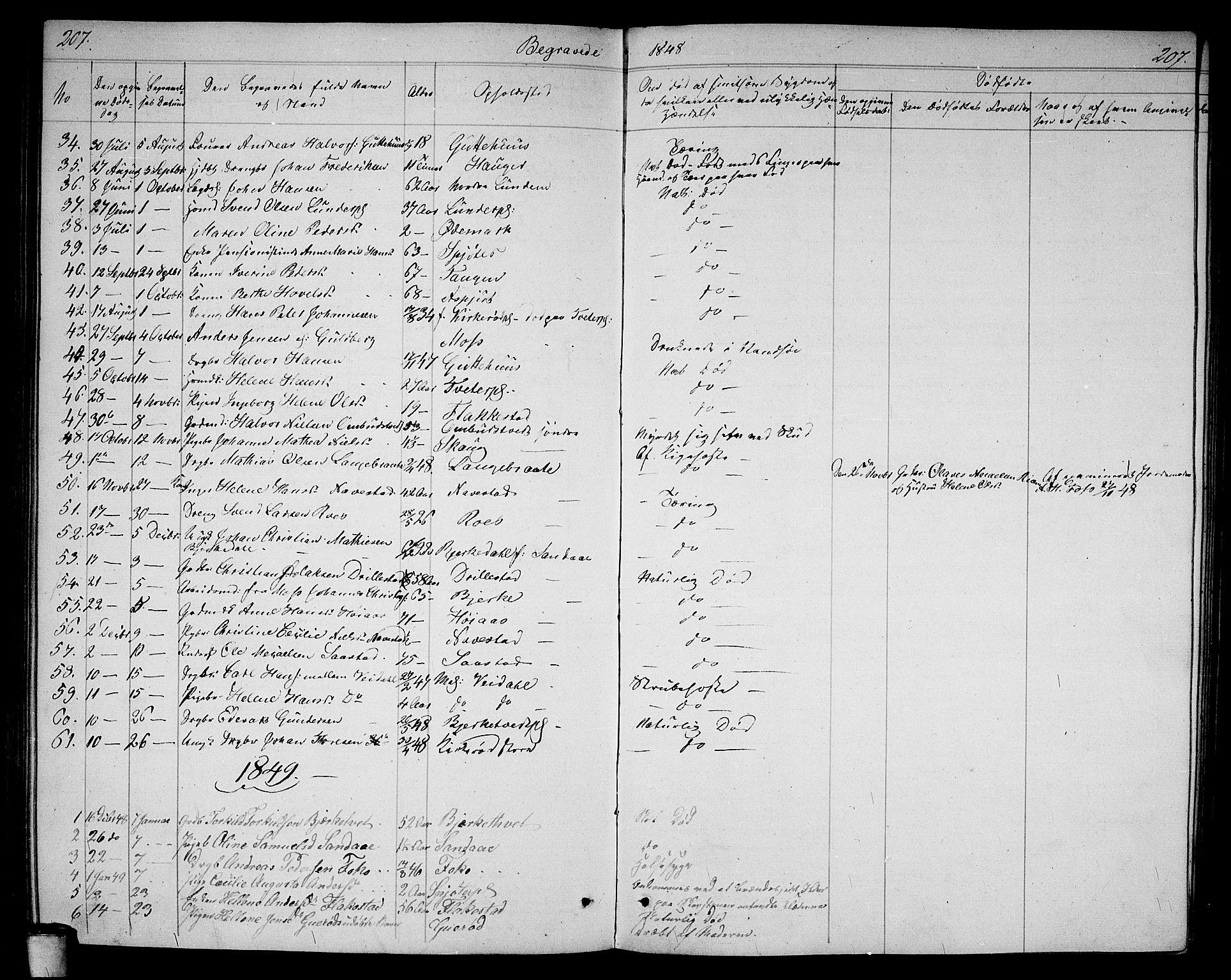 Våler prestekontor Kirkebøker, AV/SAO-A-11083/G/Ga/L0002: Klokkerbok nr. I 2, 1839-1860, s. 207