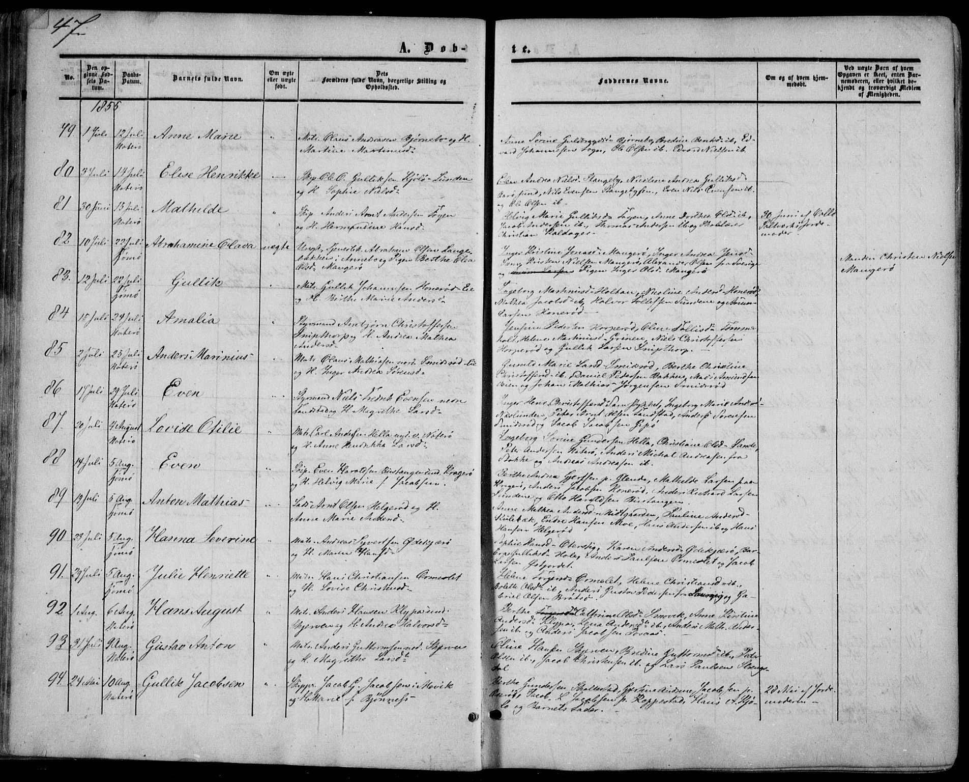 Nøtterøy kirkebøker, AV/SAKO-A-354/F/Fa/L0006: Ministerialbok nr. I 6, 1852-1864, s. 47