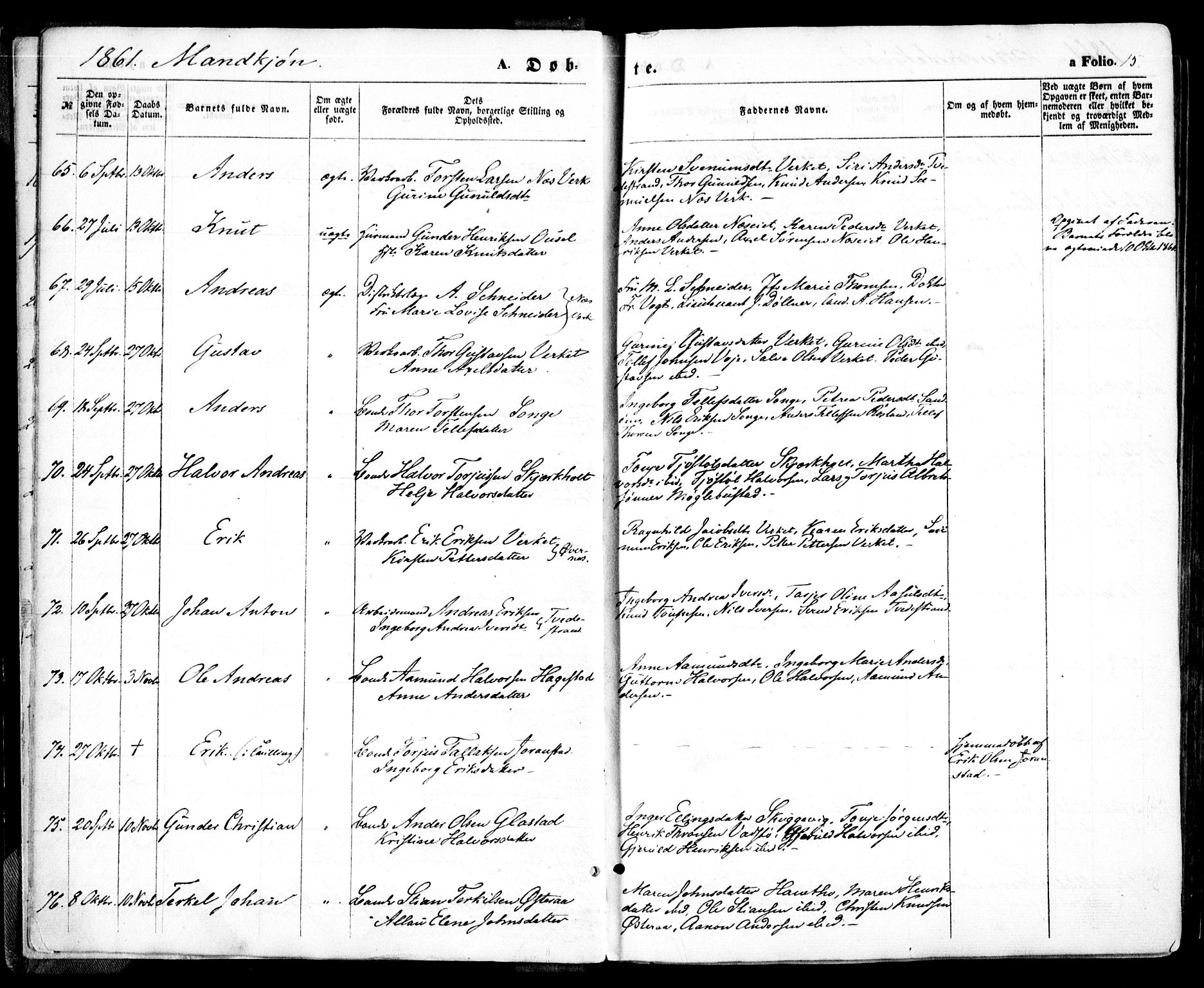 Holt sokneprestkontor, AV/SAK-1111-0021/F/Fa/L0009: Ministerialbok nr. A 9, 1861-1871, s. 15