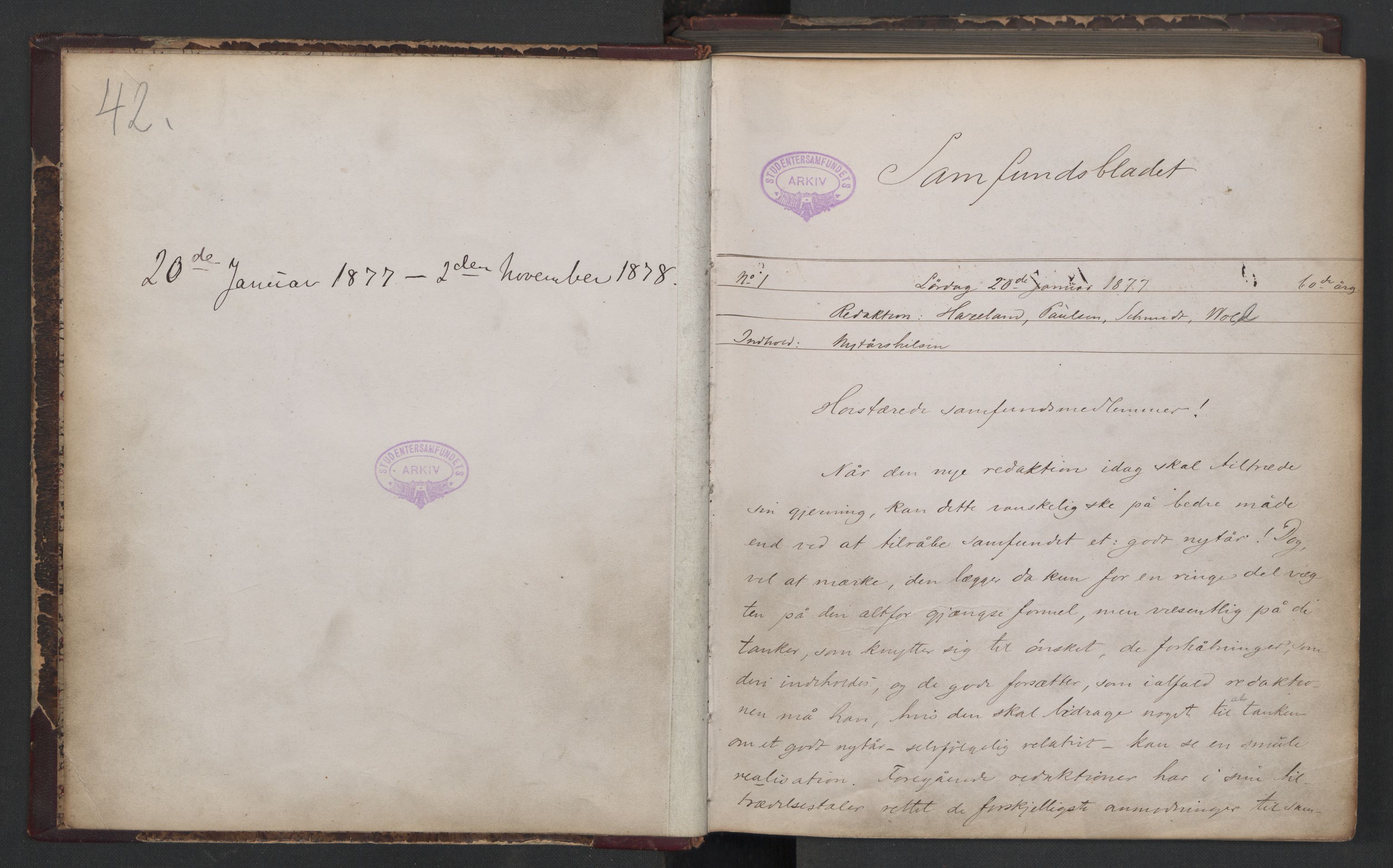 Det Norske Studentersamfund, AV/RA-PA-1322/X/Xa/L0010/0002: -- / Samfundsbladet, 1876-1878, s. 3