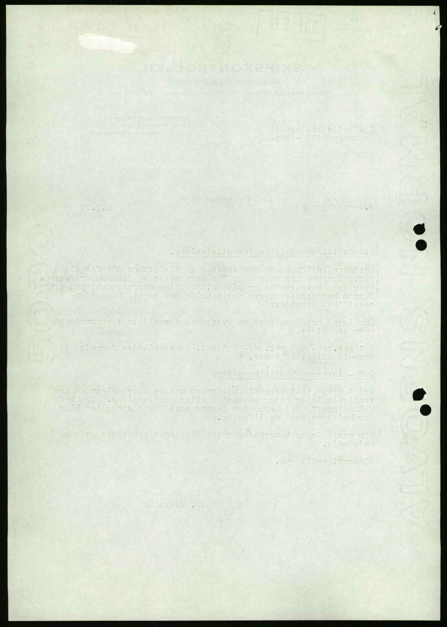 Sjøfartsdirektoratet med forløpere, generelt arkiv, AV/RA-S-1407/D/Du/Duc/L0642/0001: Skipskontrollen - Forskrifter / Forskrift om utleiebåter (2 mapper), 1978-1987, s. 348