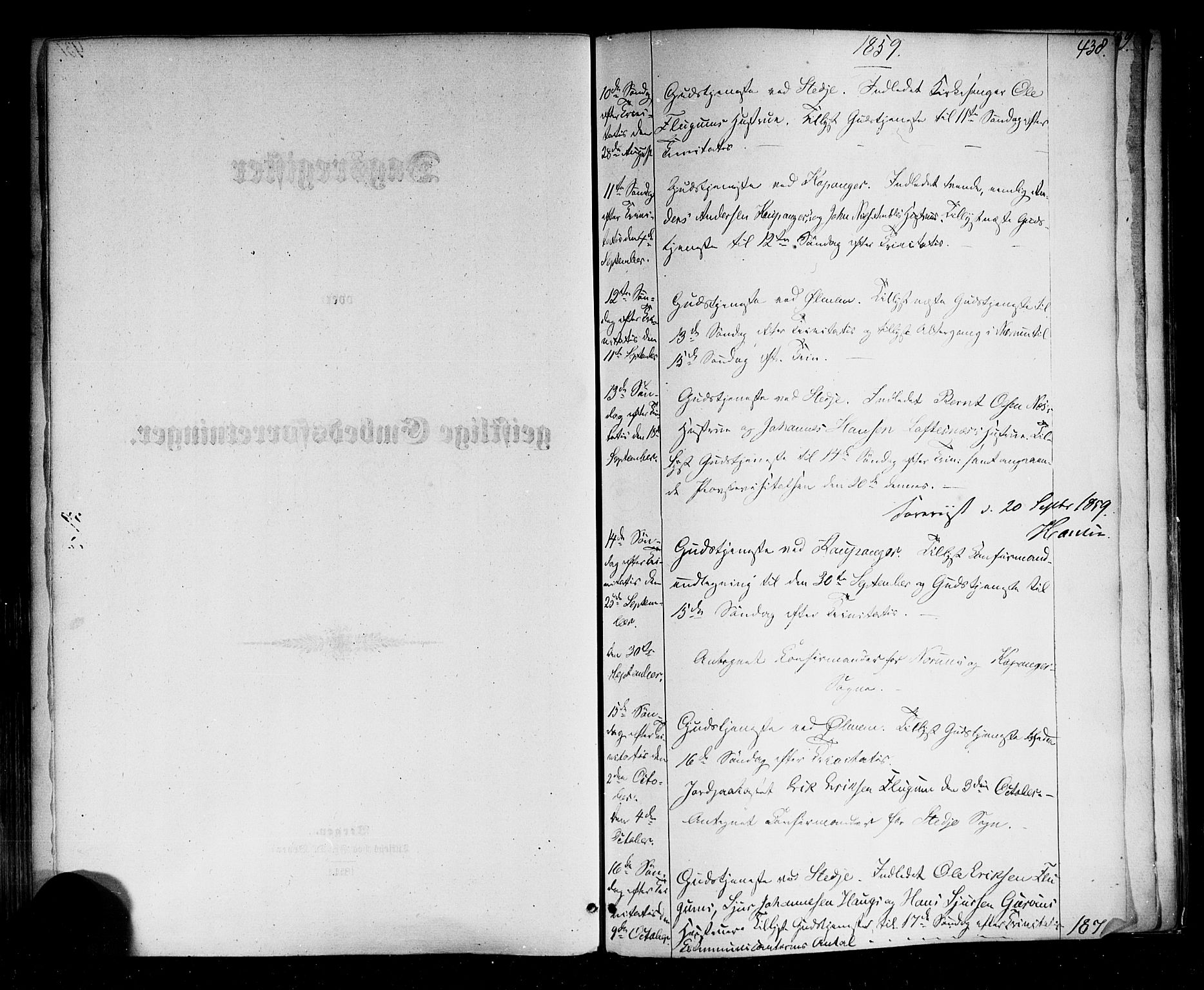 Sogndal sokneprestembete, AV/SAB-A-81301/H/Haa/Haaa/L0013: Ministerialbok nr. A 13, 1859-1877, s. 438