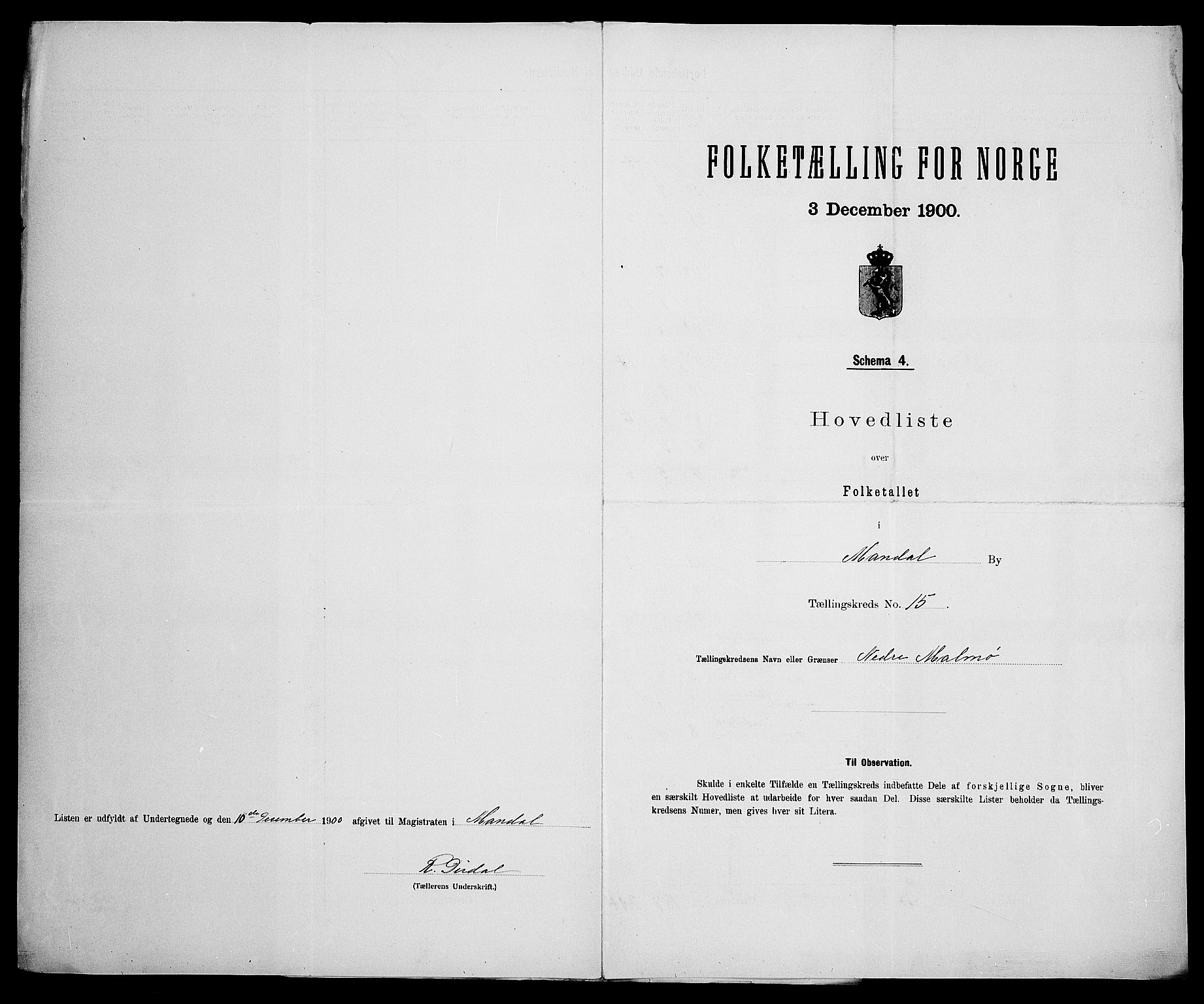 SAK, Folketelling 1900 for 1002 Mandal ladested, 1900, s. 49