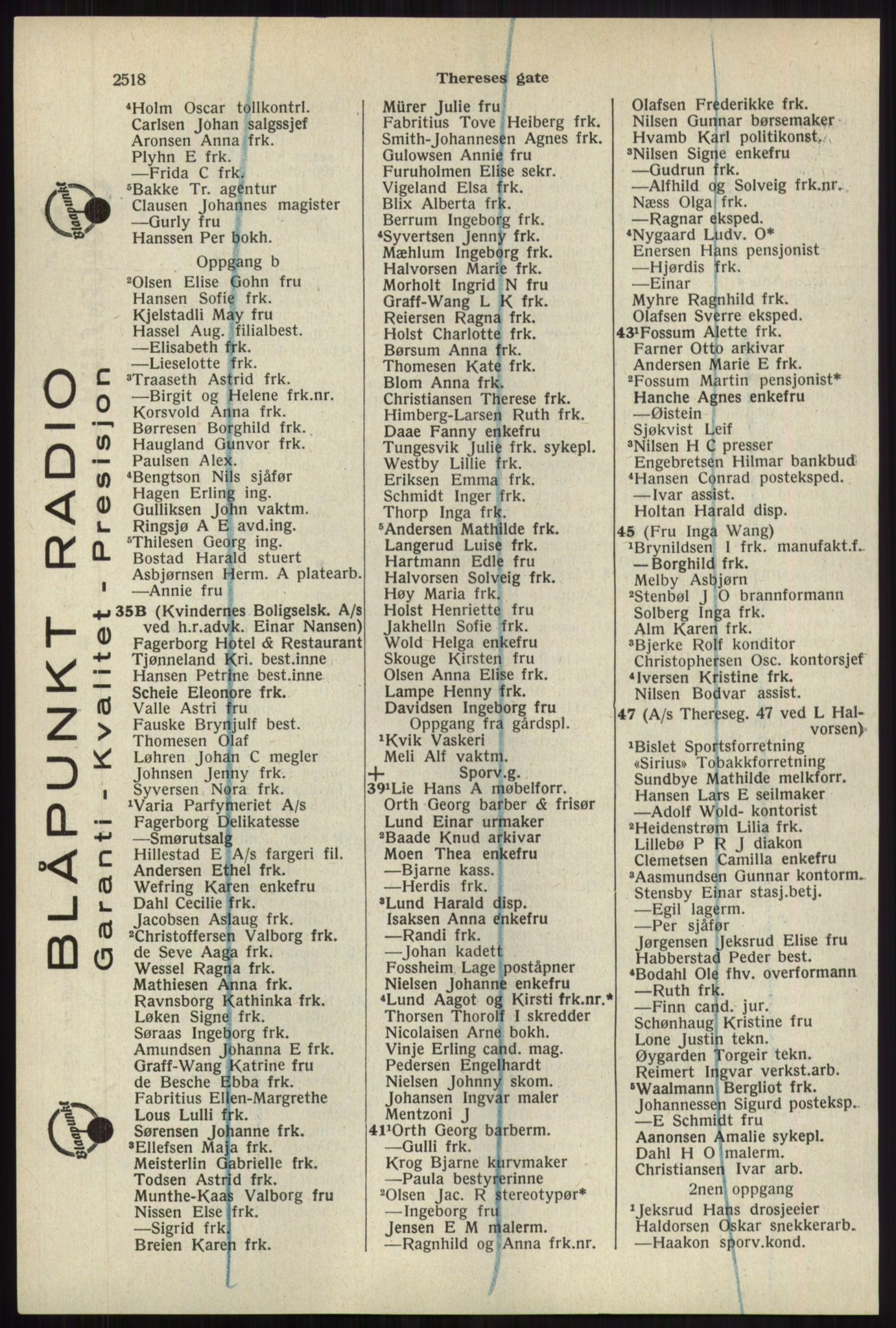 Kristiania/Oslo adressebok, PUBL/-, 1941, s. 2518