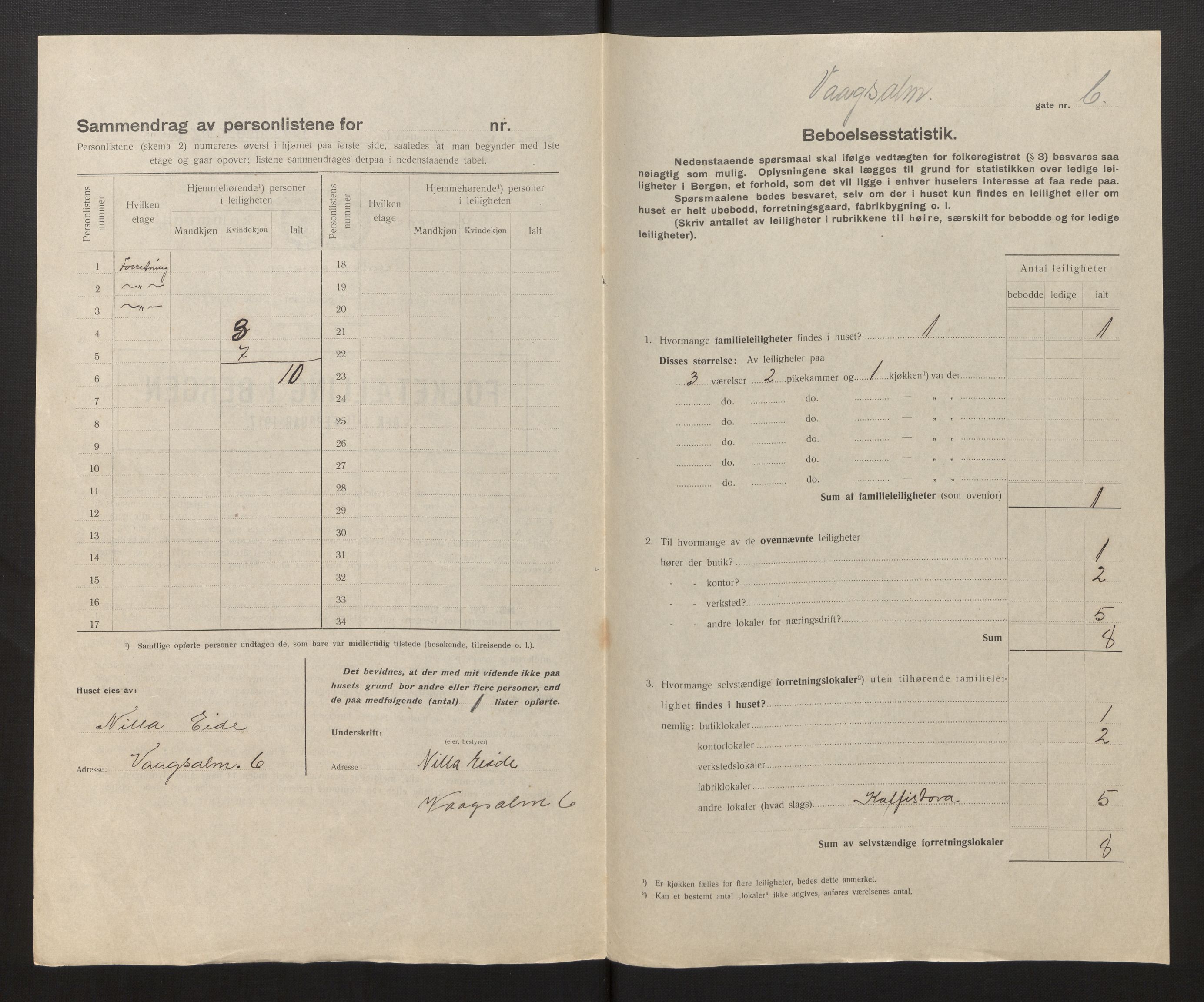 SAB, Kommunal folketelling 1917 for Bergen kjøpstad, 1917, s. 43462