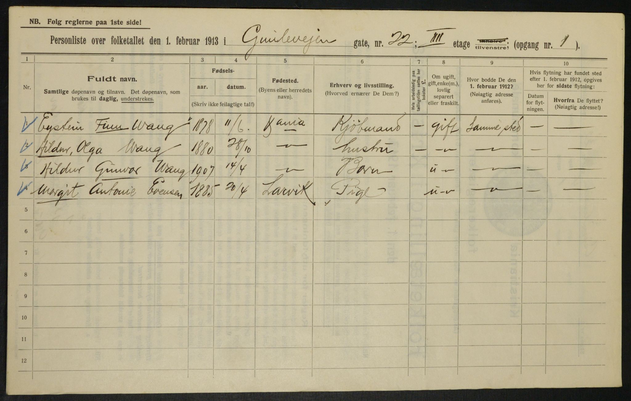 OBA, Kommunal folketelling 1.2.1913 for Kristiania, 1913, s. 29379