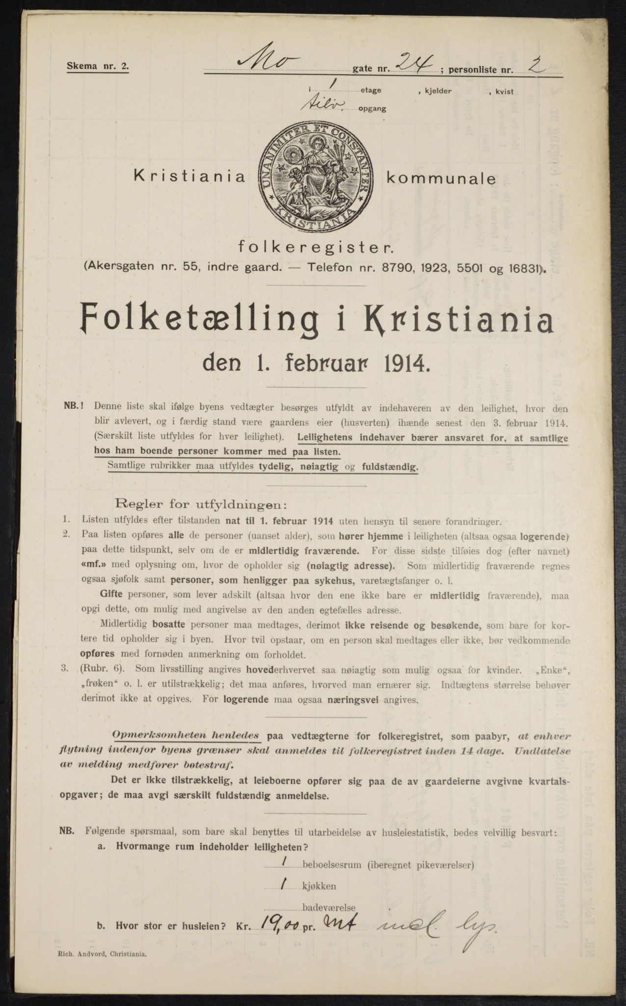 OBA, Kommunal folketelling 1.2.1914 for Kristiania, 1914, s. 65545