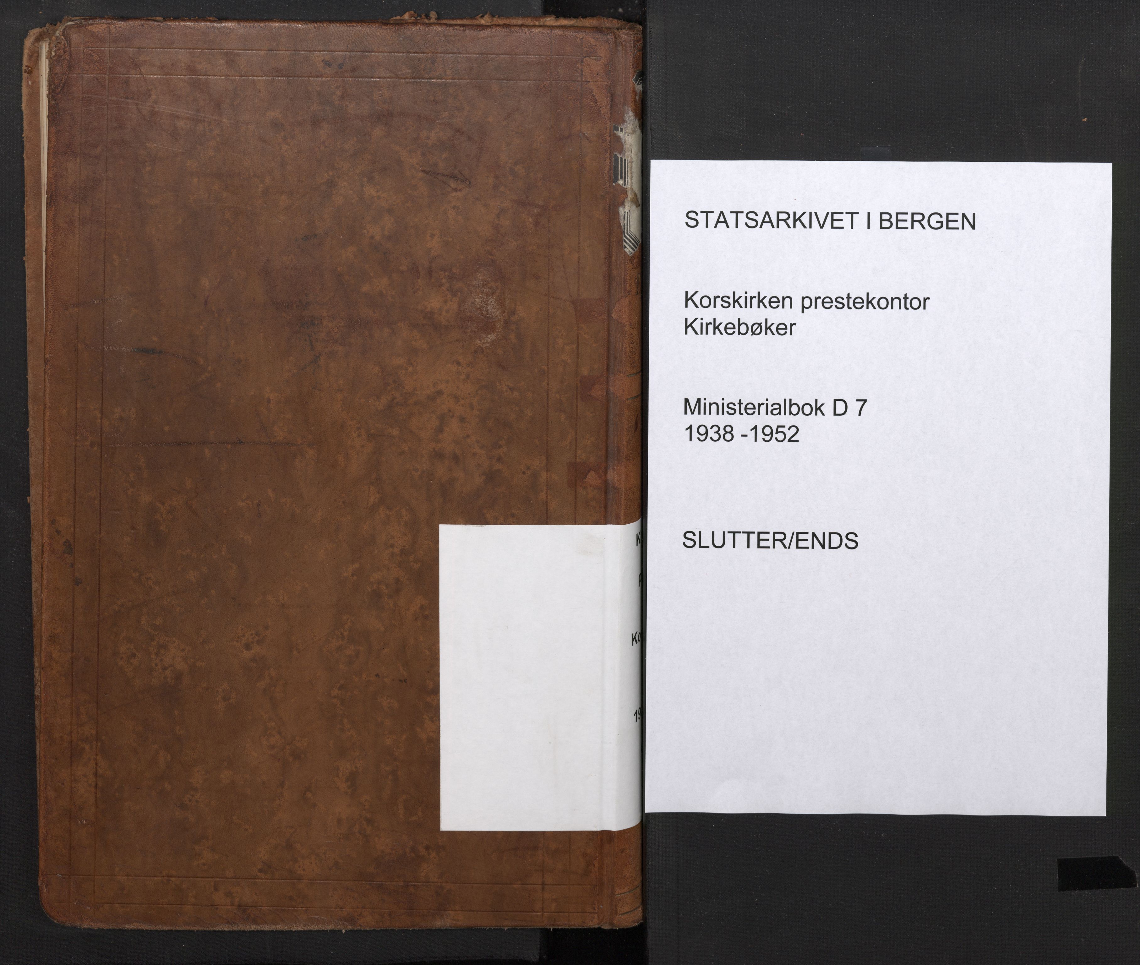 Korskirken sokneprestembete, SAB/A-76101/H/Haa/L0040: Ministerialbok nr. D 7, 1938-1952
