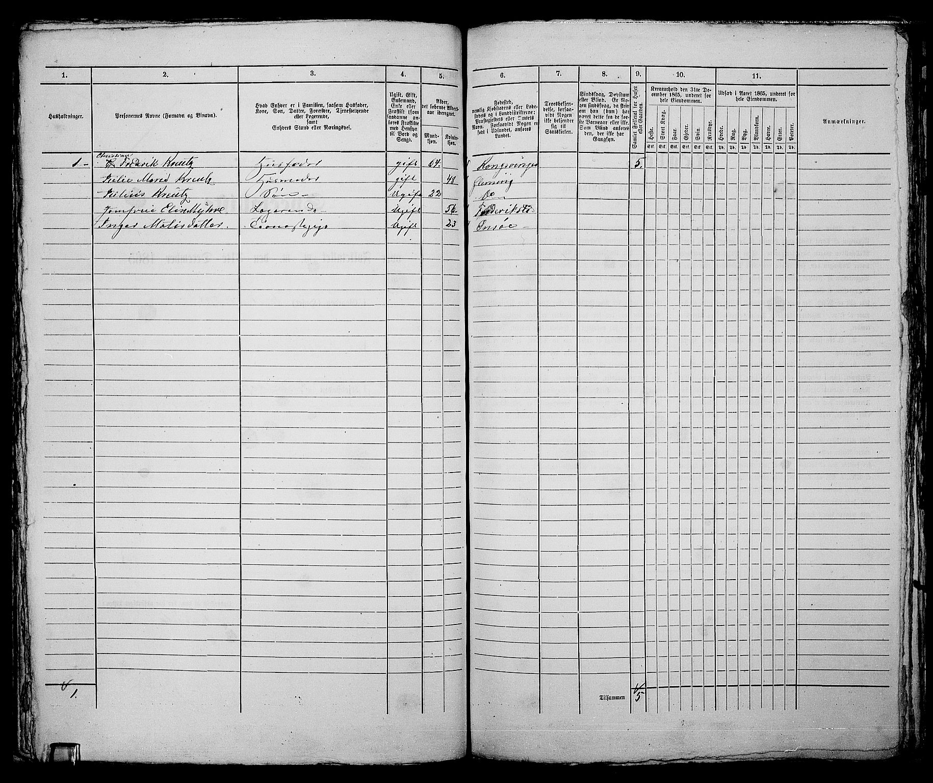 RA, Folketelling 1865 for 0103B Fredrikstad prestegjeld, Fredrikstad kjøpstad, 1865, s. 591