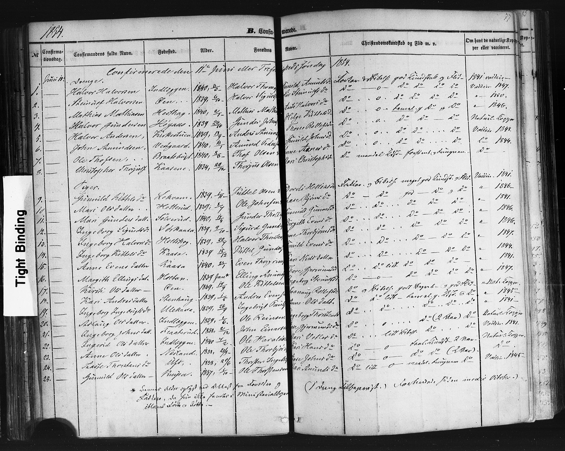 Sauherad kirkebøker, AV/SAKO-A-298/F/Fb/L0001: Ministerialbok nr. II 1, 1851-1877, s. 77