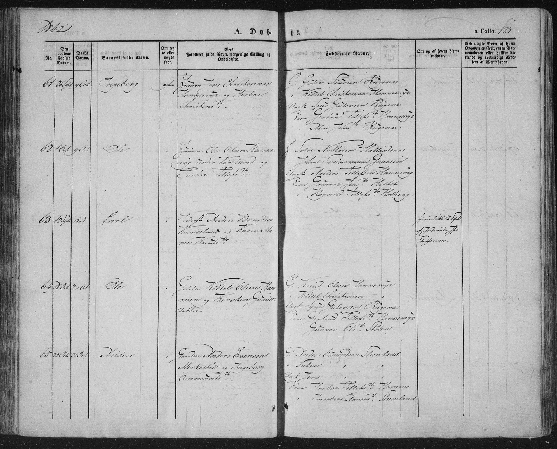 Vennesla sokneprestkontor, AV/SAK-1111-0045/Fa/Fac/L0004: Ministerialbok nr. A 4, 1834-1855, s. 123