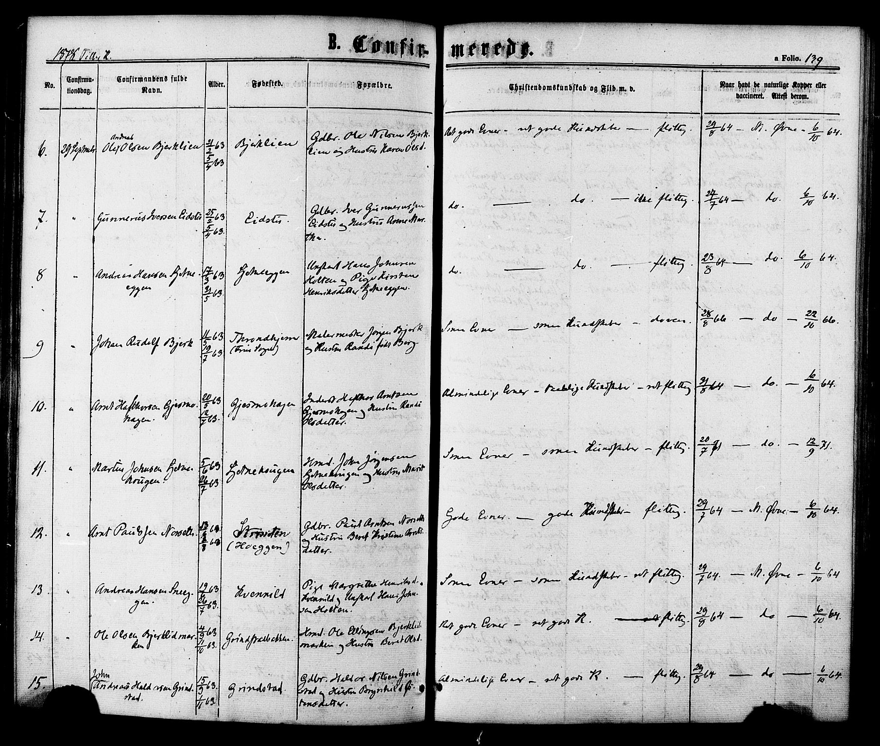 Ministerialprotokoller, klokkerbøker og fødselsregistre - Sør-Trøndelag, SAT/A-1456/618/L0442: Ministerialbok nr. 618A06 /1, 1863-1879, s. 139