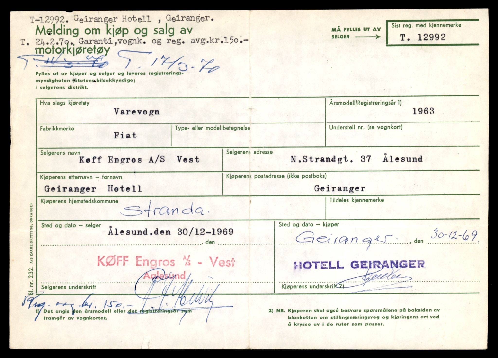 Møre og Romsdal vegkontor - Ålesund trafikkstasjon, AV/SAT-A-4099/F/Fe/L0036: Registreringskort for kjøretøy T 12831 - T 13030, 1927-1998, s. 2359
