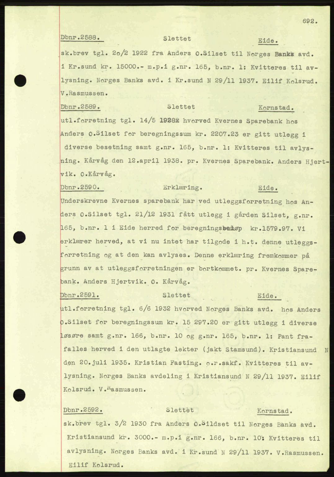 Nordmøre sorenskriveri, SAT/A-4132/1/2/2Ca: Pantebok nr. C80, 1936-1939, Dagboknr: 2588/1938