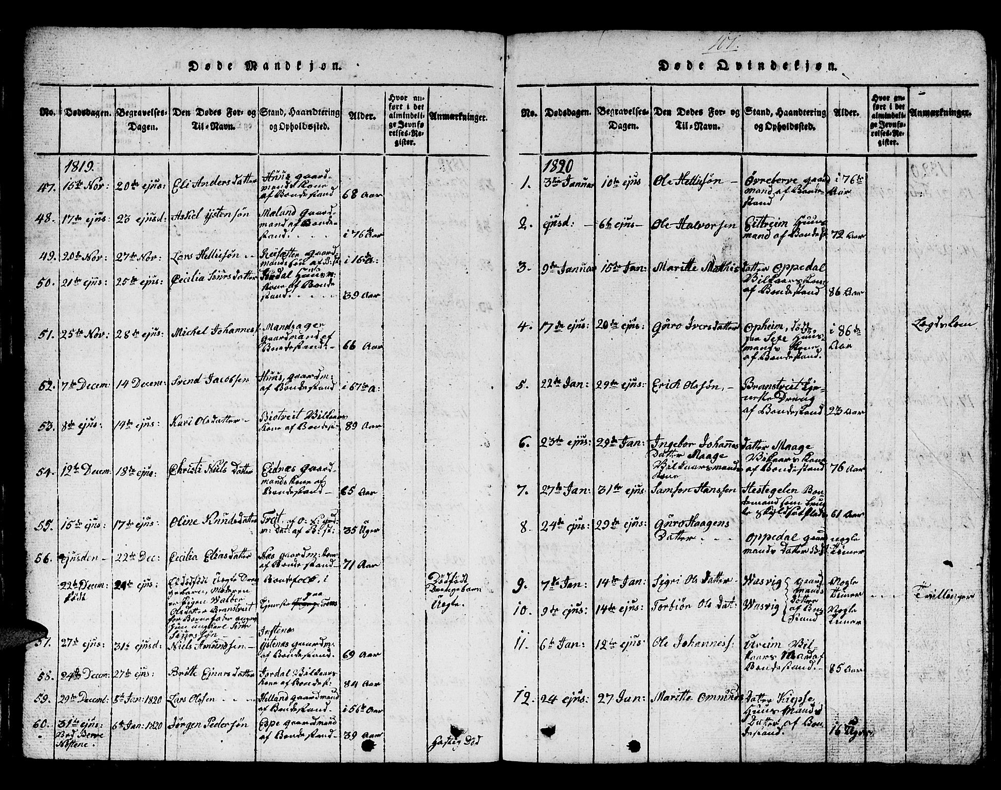 Ullensvang sokneprestembete, AV/SAB-A-78701/H/Hab: Klokkerbok nr. A 3, 1817-1825, s. 101