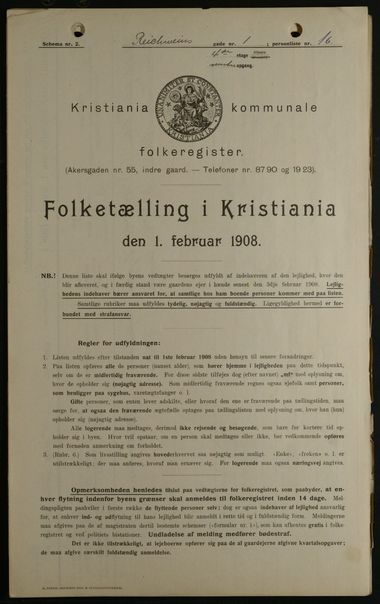 OBA, Kommunal folketelling 1.2.1908 for Kristiania kjøpstad, 1908, s. 74279