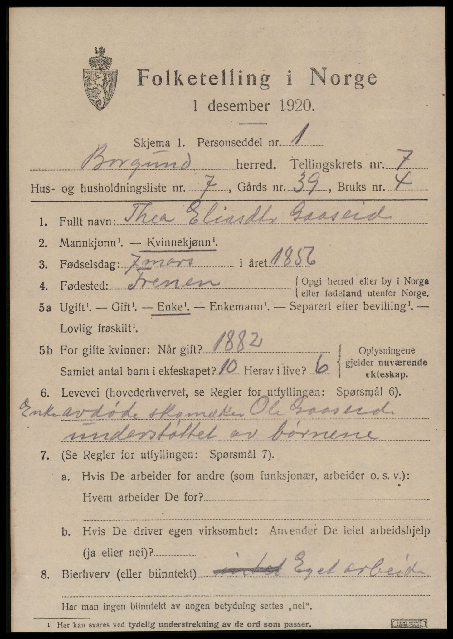 SAT, Folketelling 1920 for 1531 Borgund herred, 1920, s. 6060
