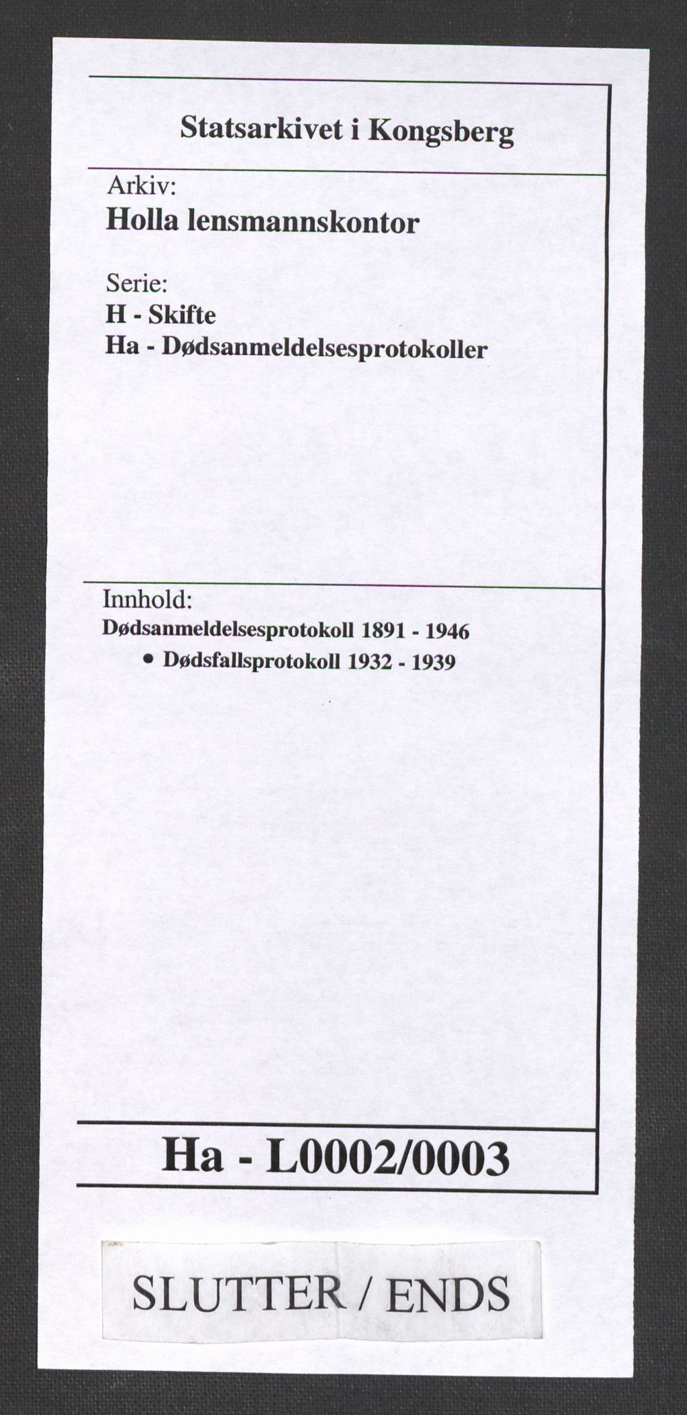 Holla lensmannskontor, AV/SAKO-A-560/H/Ha/L0002/0003: Dødsanmeldelsesprotokoll / Dødsfallsprotokoll, 1932-1939