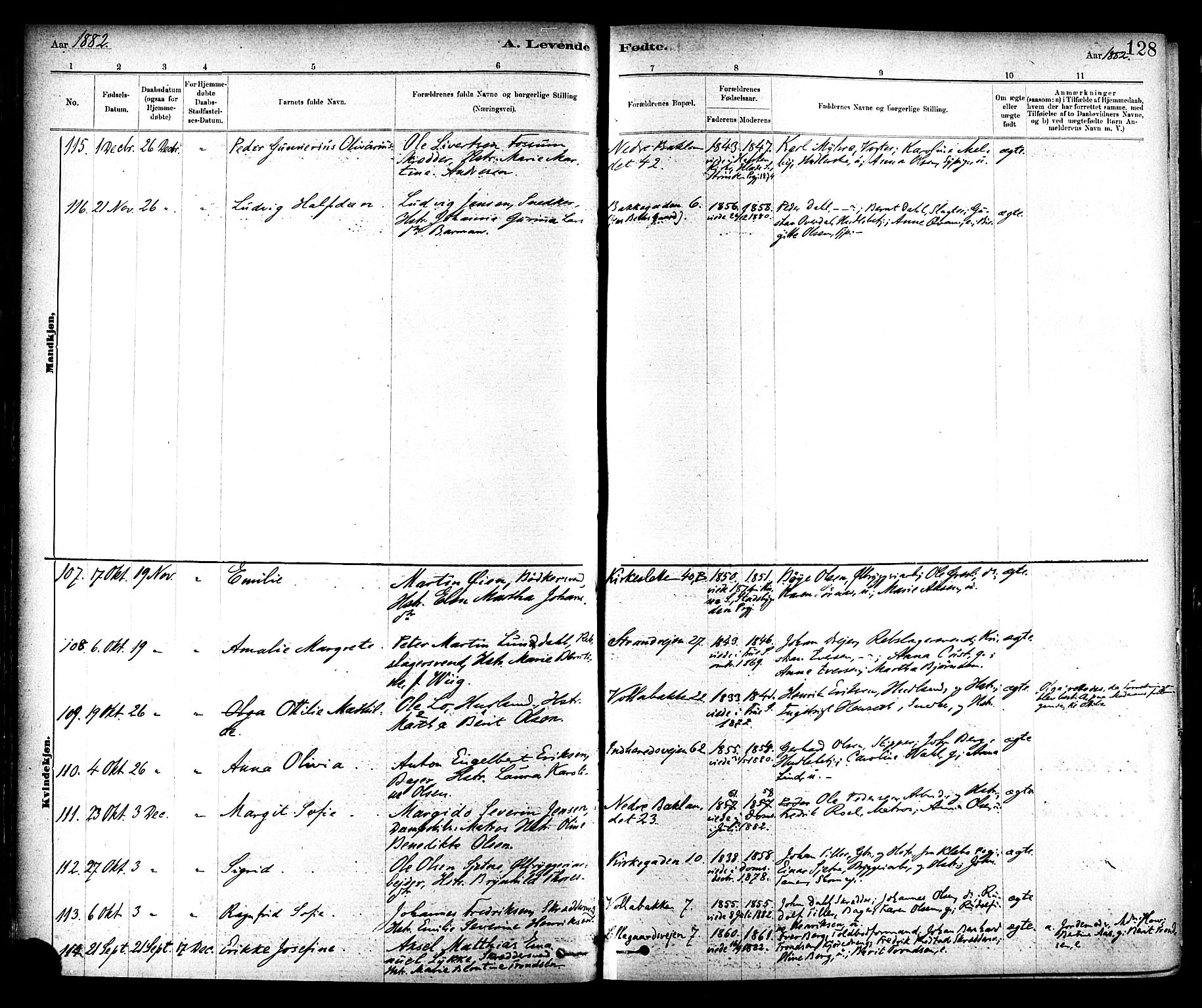 Ministerialprotokoller, klokkerbøker og fødselsregistre - Sør-Trøndelag, SAT/A-1456/604/L0188: Ministerialbok nr. 604A09, 1878-1892, s. 128