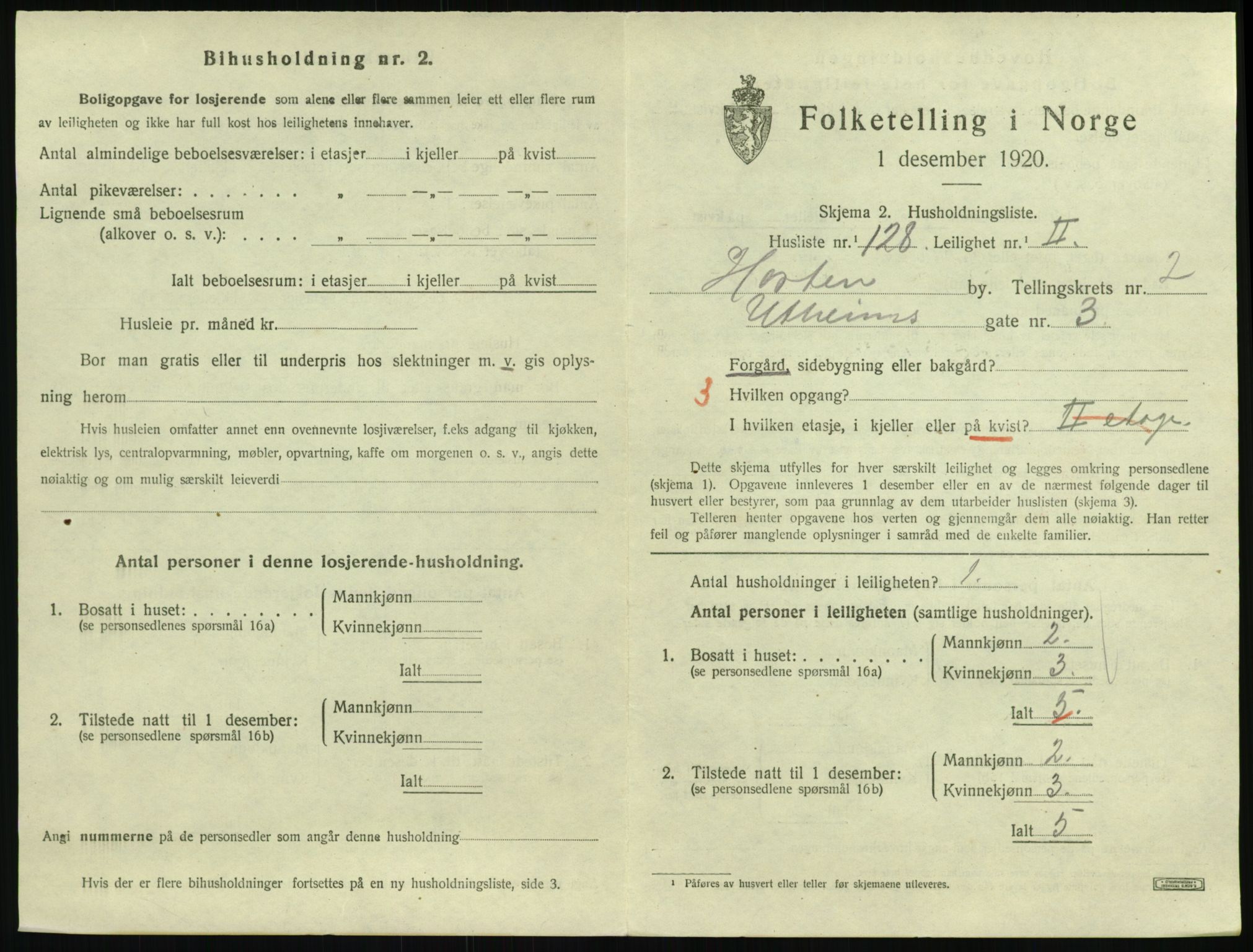 SAKO, Folketelling 1920 for 0703 Horten kjøpstad, 1920, s. 3807