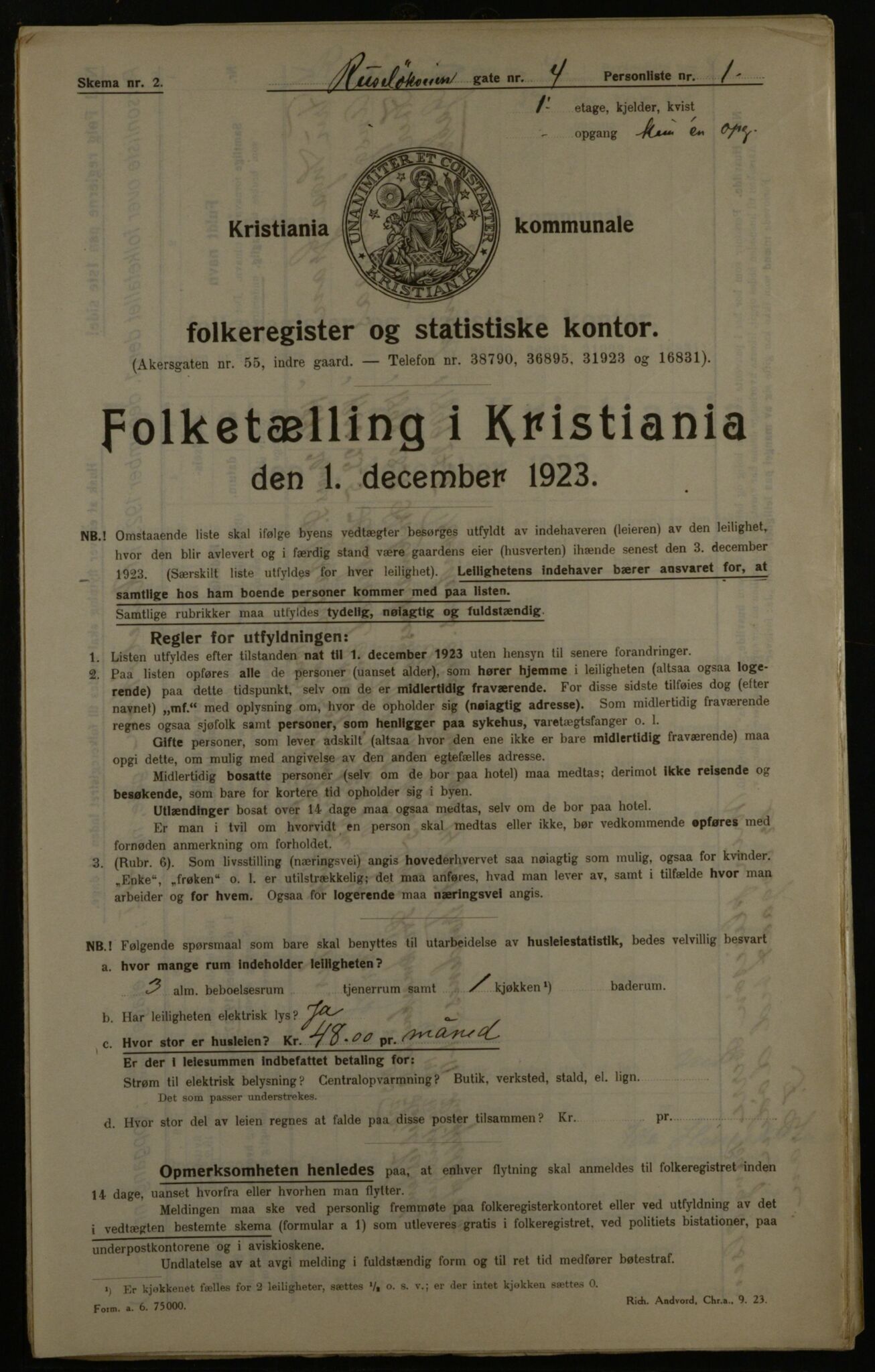 OBA, Kommunal folketelling 1.12.1923 for Kristiania, 1923, s. 93494