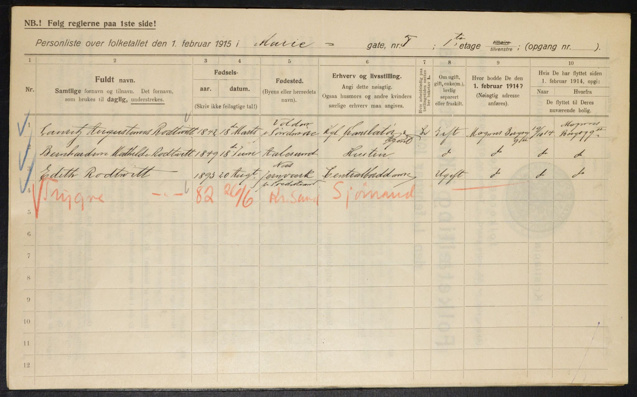 OBA, Kommunal folketelling 1.2.1915 for Kristiania, 1915, s. 62199