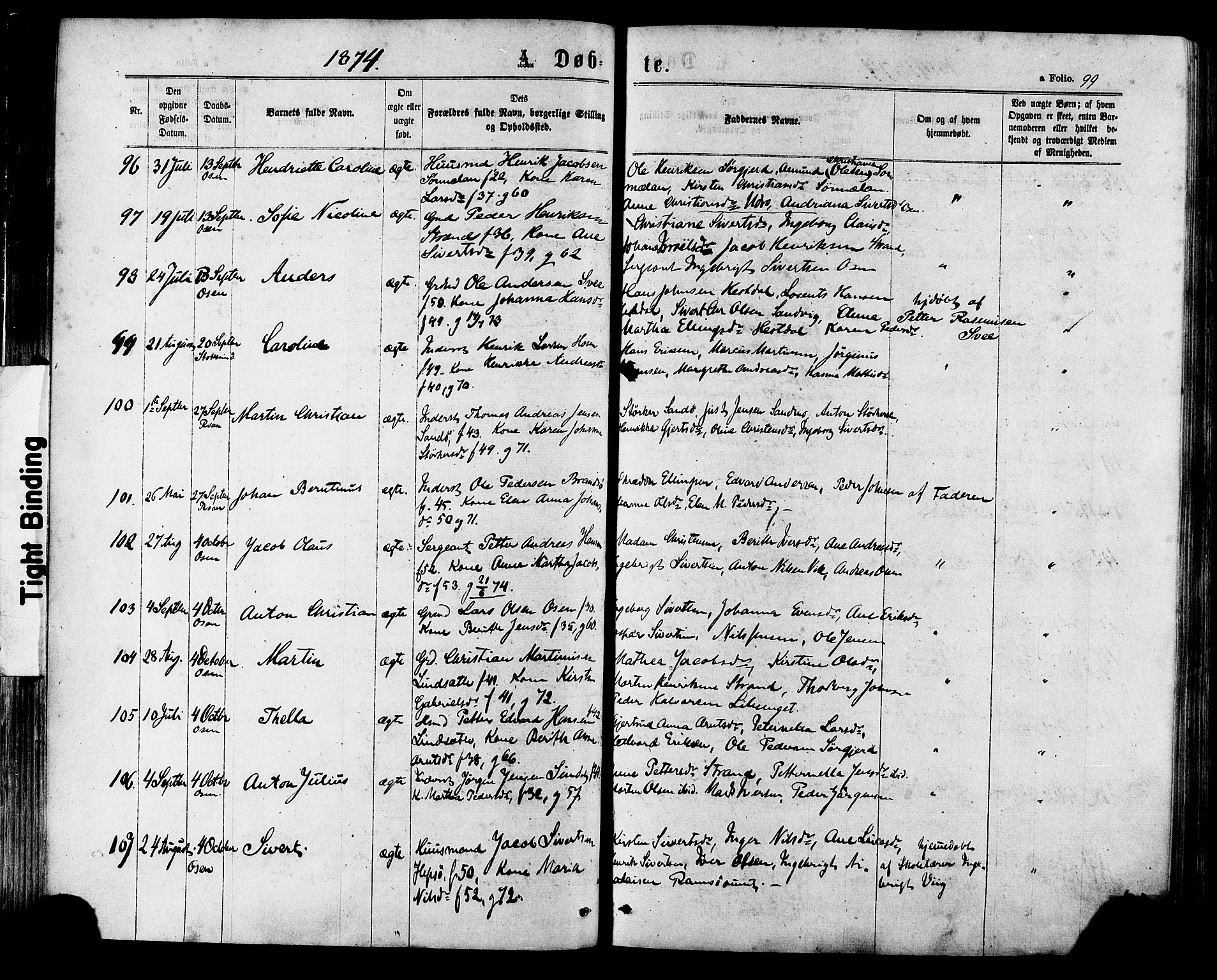 Ministerialprotokoller, klokkerbøker og fødselsregistre - Sør-Trøndelag, SAT/A-1456/657/L0706: Ministerialbok nr. 657A07, 1867-1878, s. 99