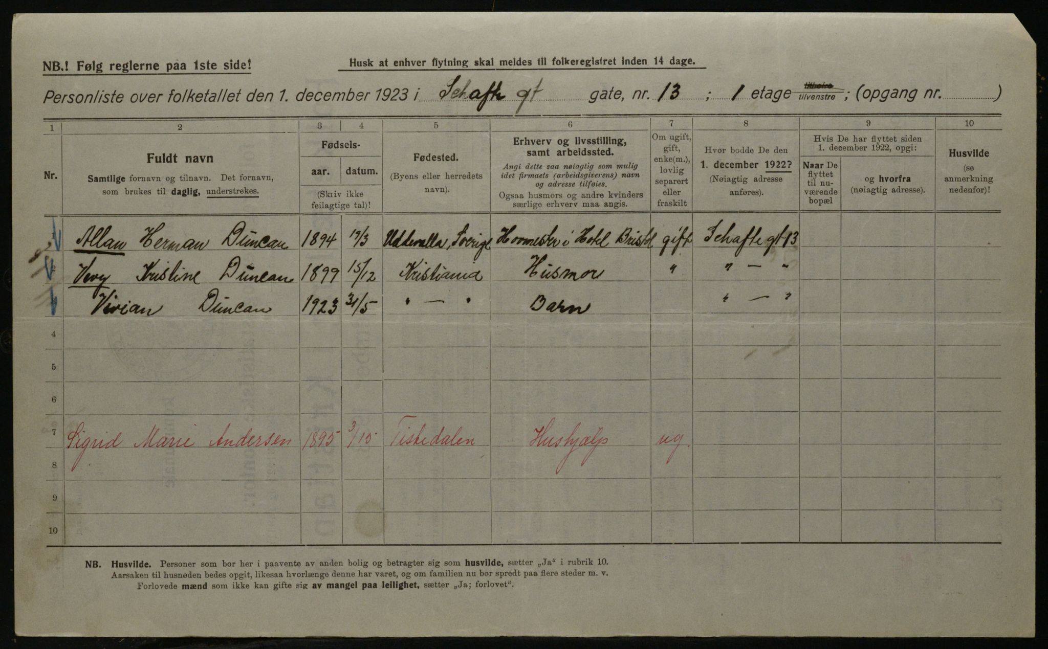 OBA, Kommunal folketelling 1.12.1923 for Kristiania, 1923, s. 99226