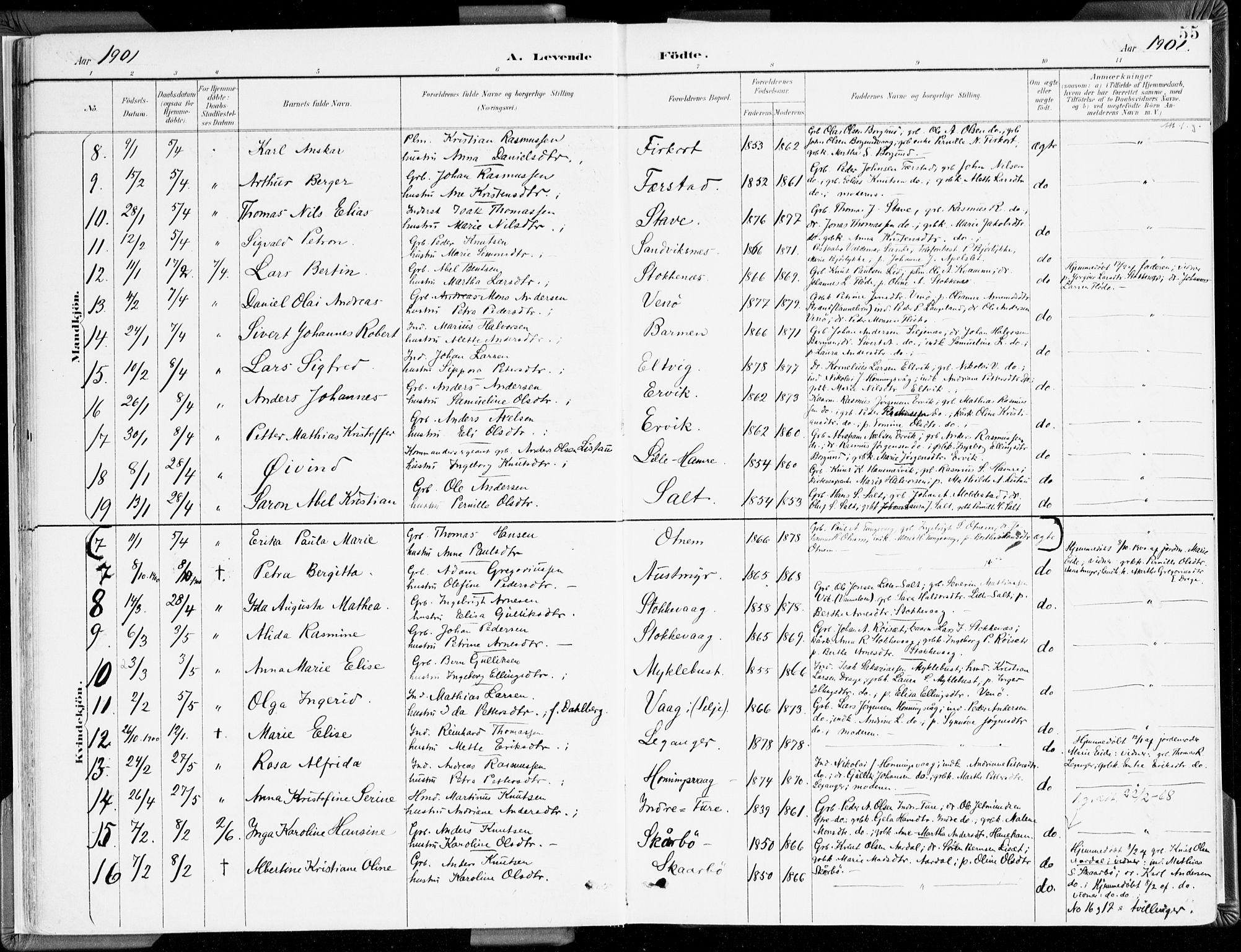 Selje sokneprestembete, AV/SAB-A-99938/H/Ha/Haa/Haab: Ministerialbok nr. B 2, 1891-1907, s. 55