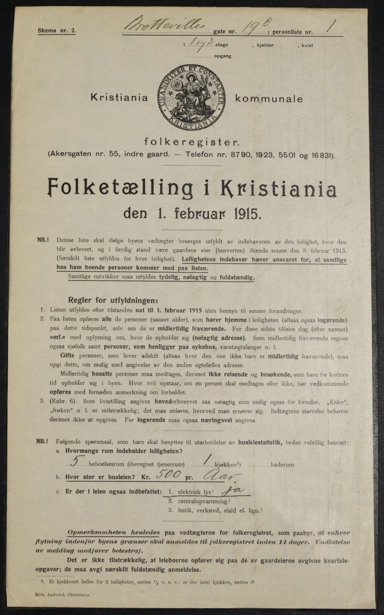 OBA, Kommunal folketelling 1.2.1915 for Kristiania, 1915, s. 8686