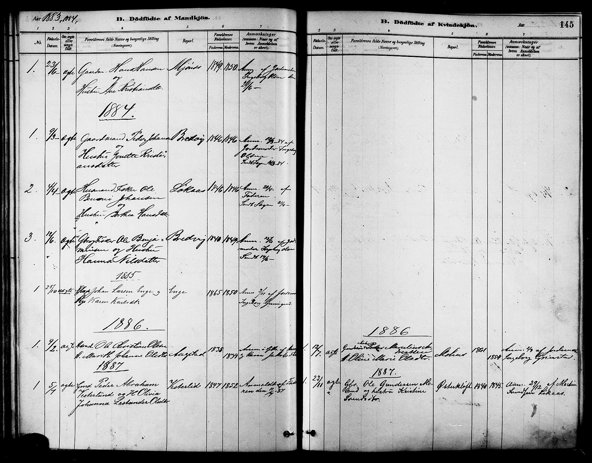 Ministerialprotokoller, klokkerbøker og fødselsregistre - Nordland, SAT/A-1459/852/L0740: Ministerialbok nr. 852A10, 1878-1894, s. 145