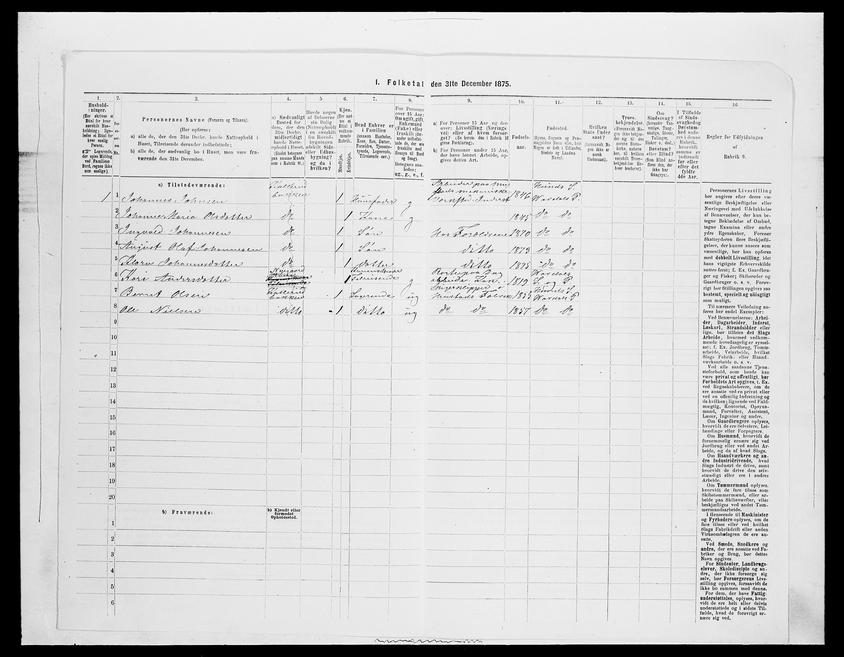 SAH, Folketelling 1875 for 0527L Vardal prestegjeld, Vardal sokn og Hunn sokn, 1875, s. 967