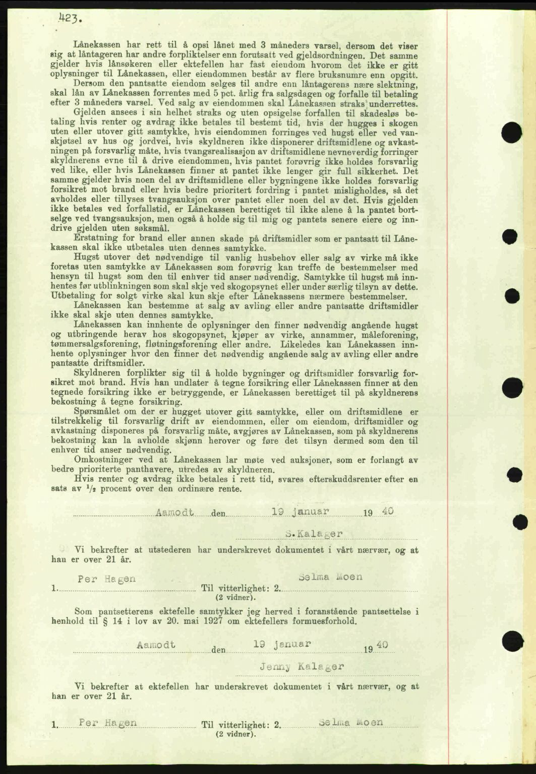 Eiker, Modum og Sigdal sorenskriveri, SAKO/A-123/G/Ga/Gab/L0041: Pantebok nr. A11, 1939-1940, Dagboknr: 109/1940