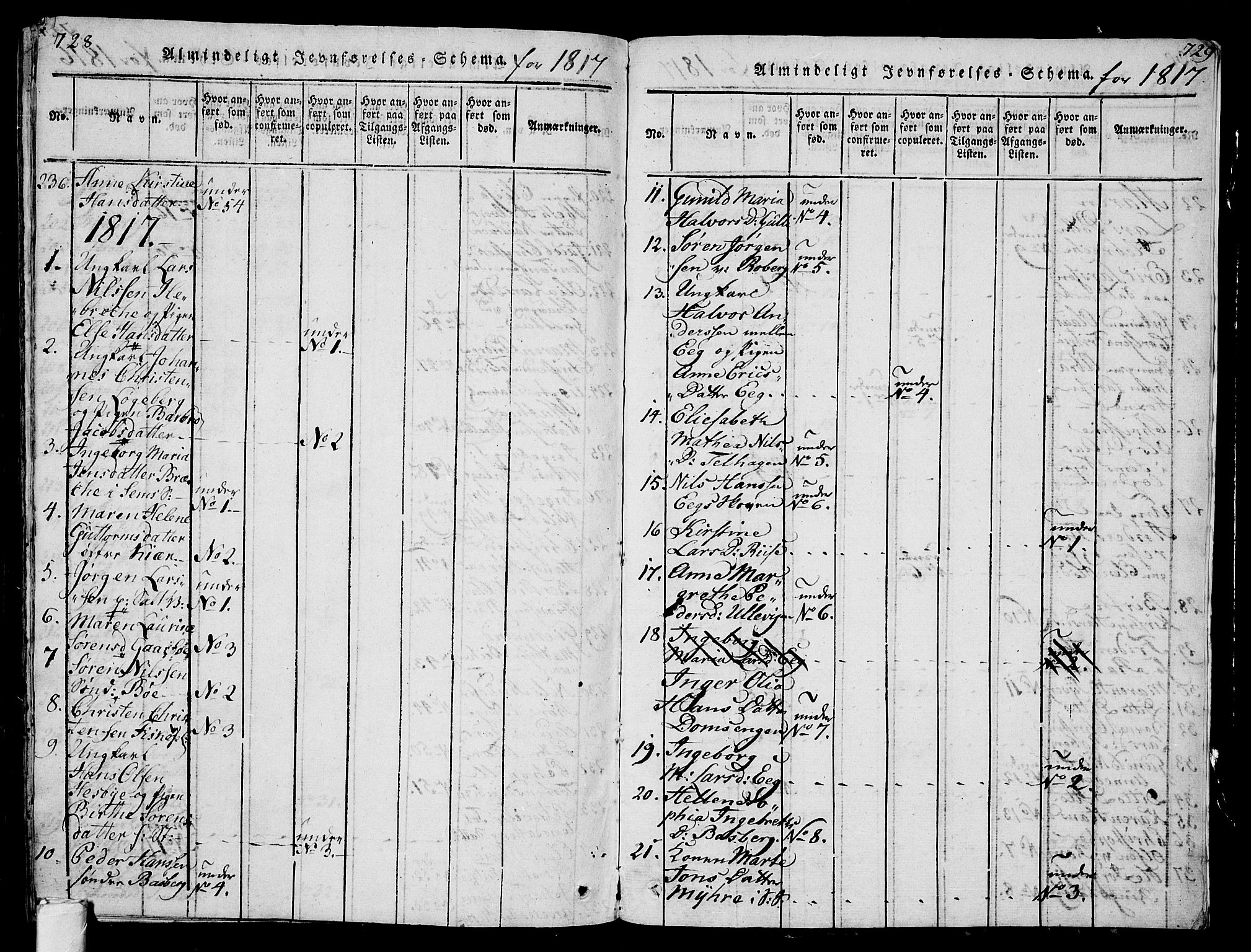 Sem kirkebøker, AV/SAKO-A-5/G/Ga/L0001: Klokkerbok nr. I 1, 1814-1825, s. 728-729