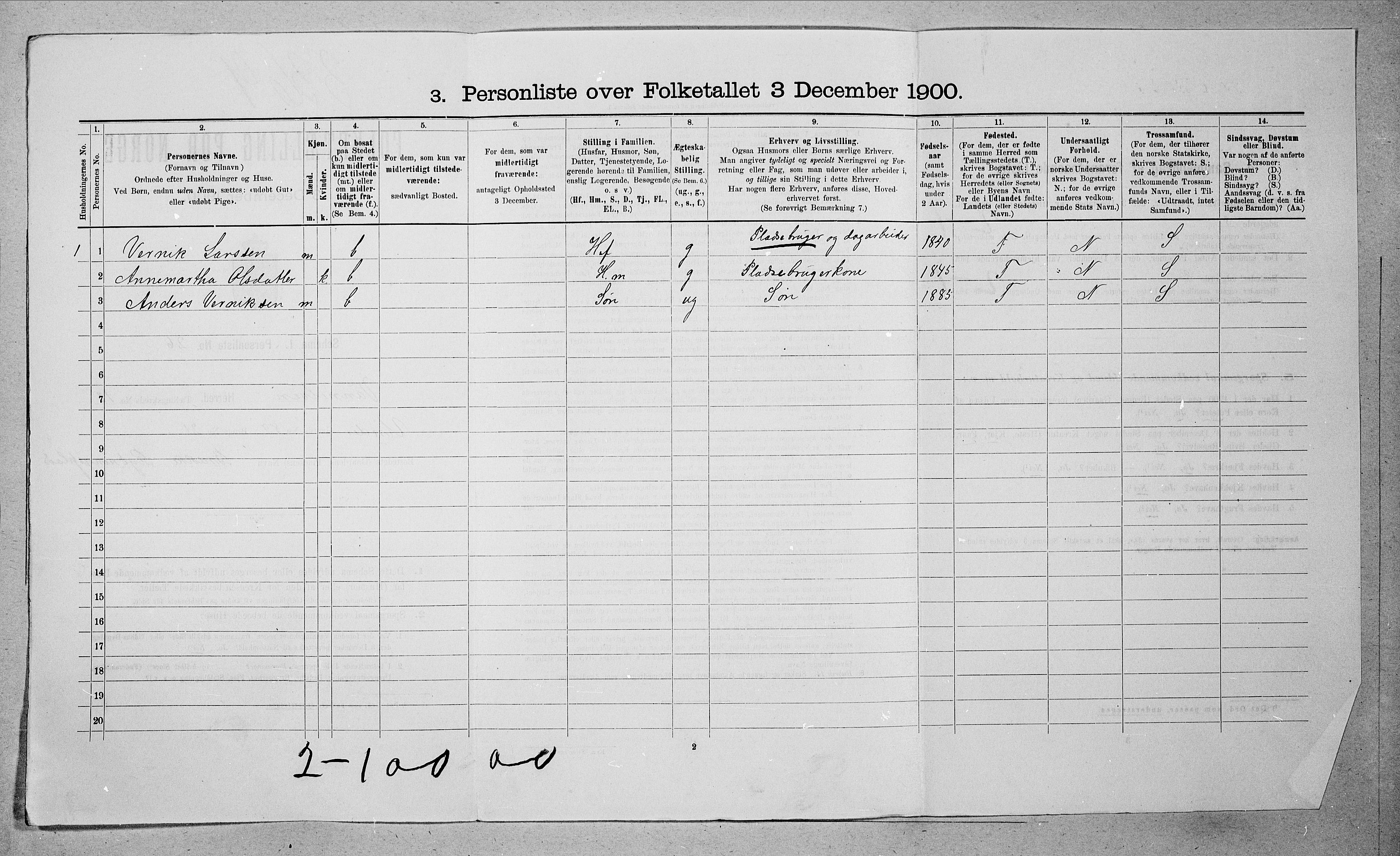 SAT, Folketelling 1900 for 1511 Vanylven herred, 1900, s. 848
