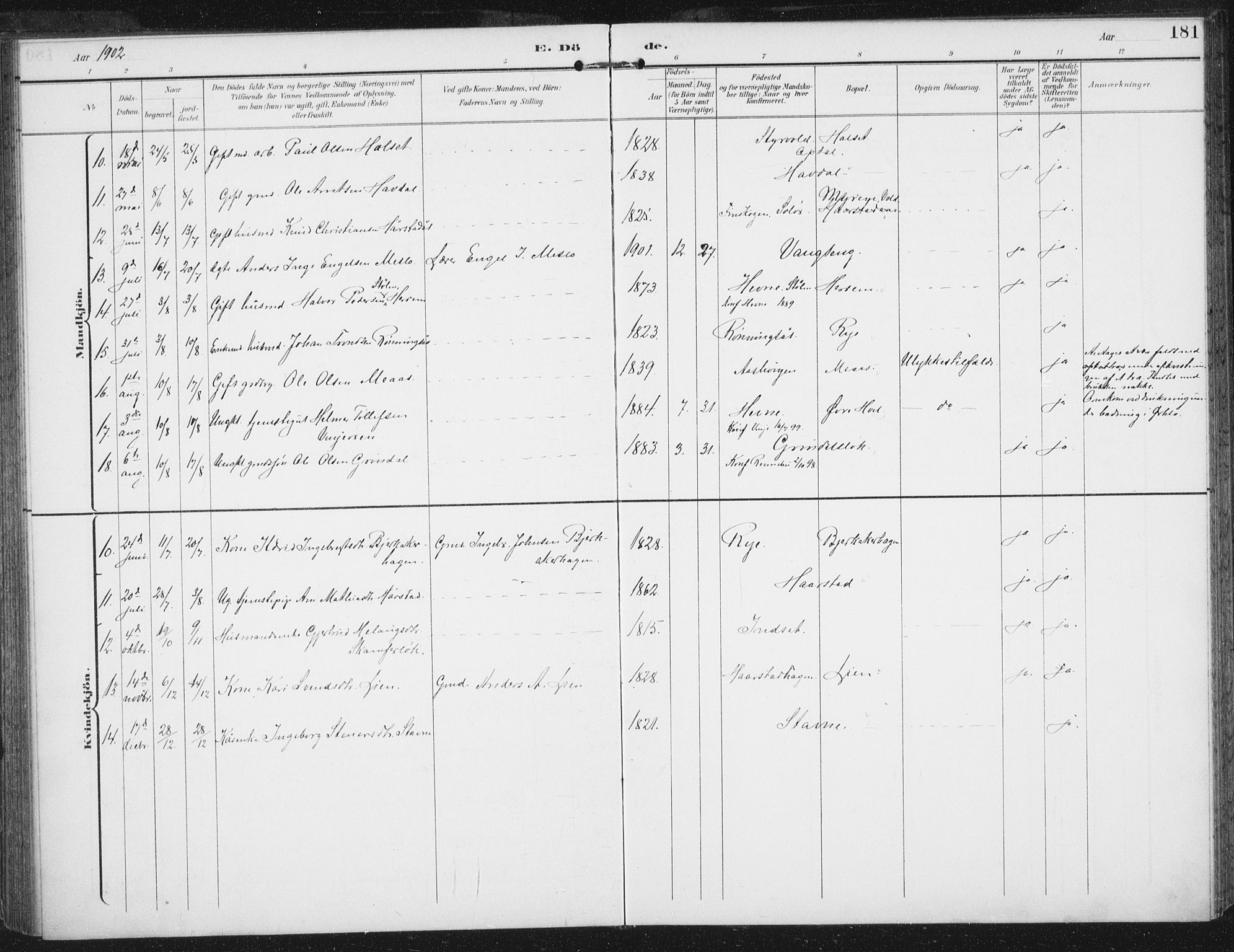 Ministerialprotokoller, klokkerbøker og fødselsregistre - Sør-Trøndelag, SAT/A-1456/674/L0872: Ministerialbok nr. 674A04, 1897-1907, s. 181