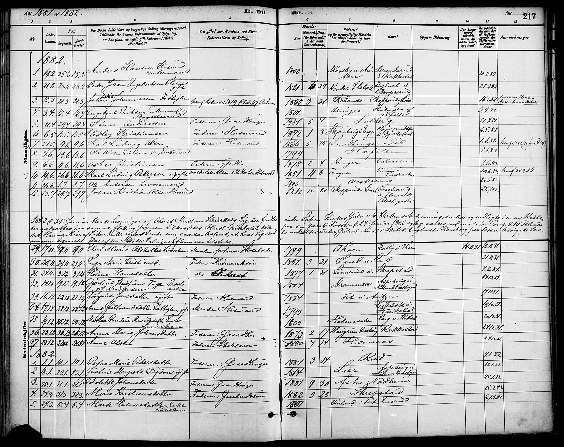Høland prestekontor Kirkebøker, AV/SAO-A-10346a/F/Fa/L0013: Ministerialbok nr. I 13, 1880-1897, s. 217