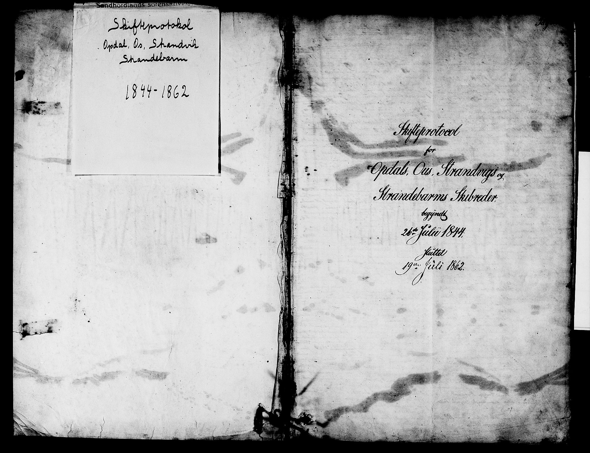 Sunnhordland sorenskrivar, AV/SAB-A-2401/1/H/Ha/Hab/L0004: Skifteprotokollar. Opdal, Os, Strandvik og Strandebarm. Register i protokoll, 1844-1862, s. 0-1
