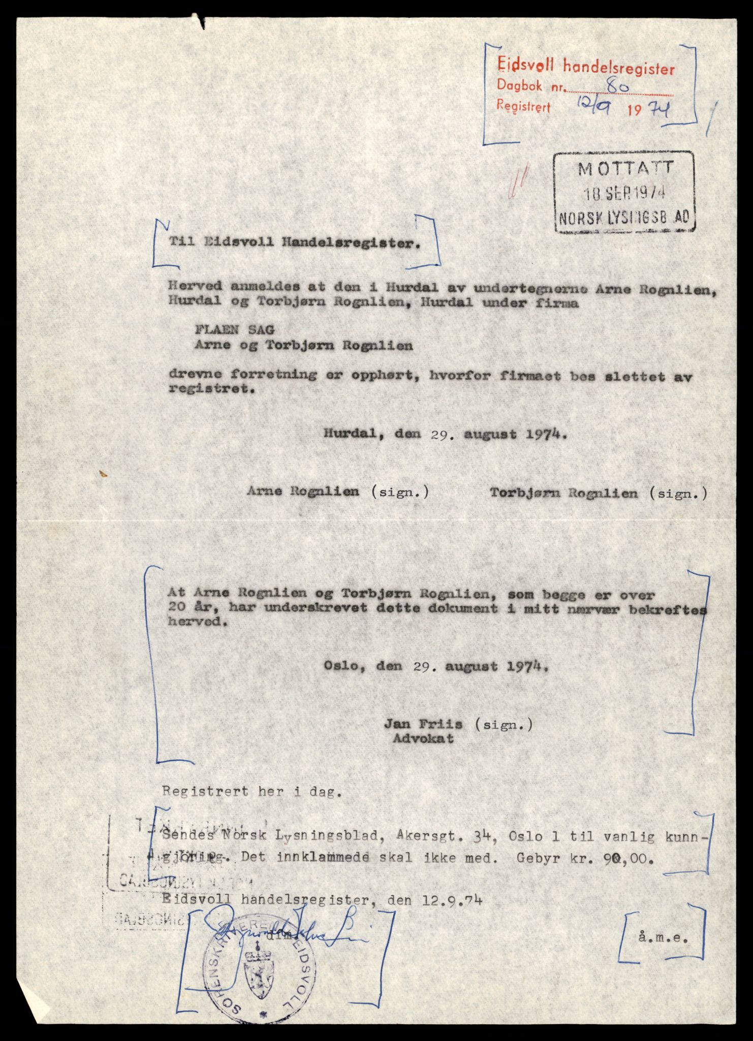 Eidsvoll tingrett, AV/SAT-A-10371/K/Kd/Kda/L0004:  Enkeltmannsforetak, Fl-Hj , 1944-1990, s. 3