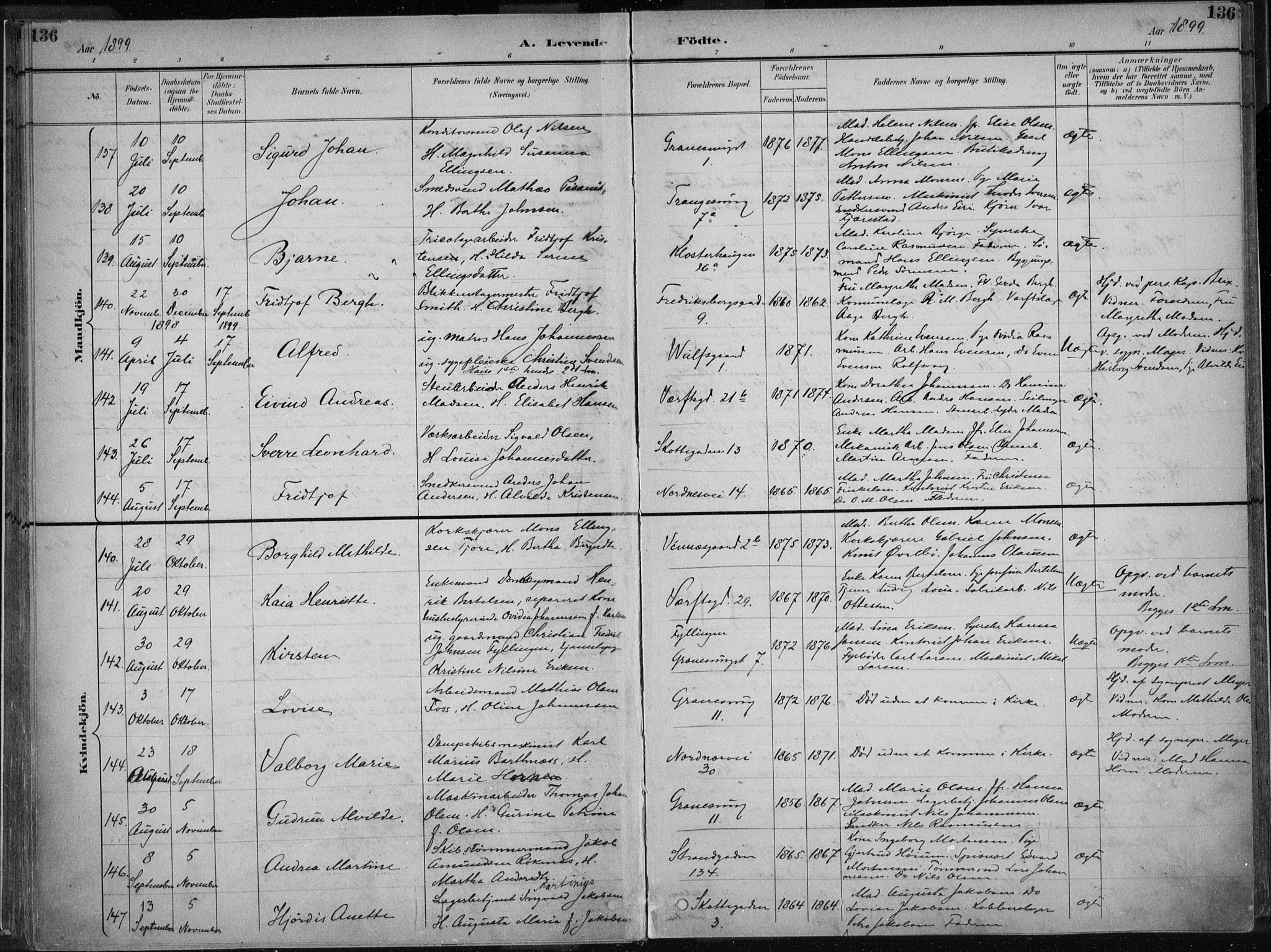 Nykirken Sokneprestembete, AV/SAB-A-77101/H/Haa/L0018: Ministerialbok nr. B 6, 1895-1903, s. 136