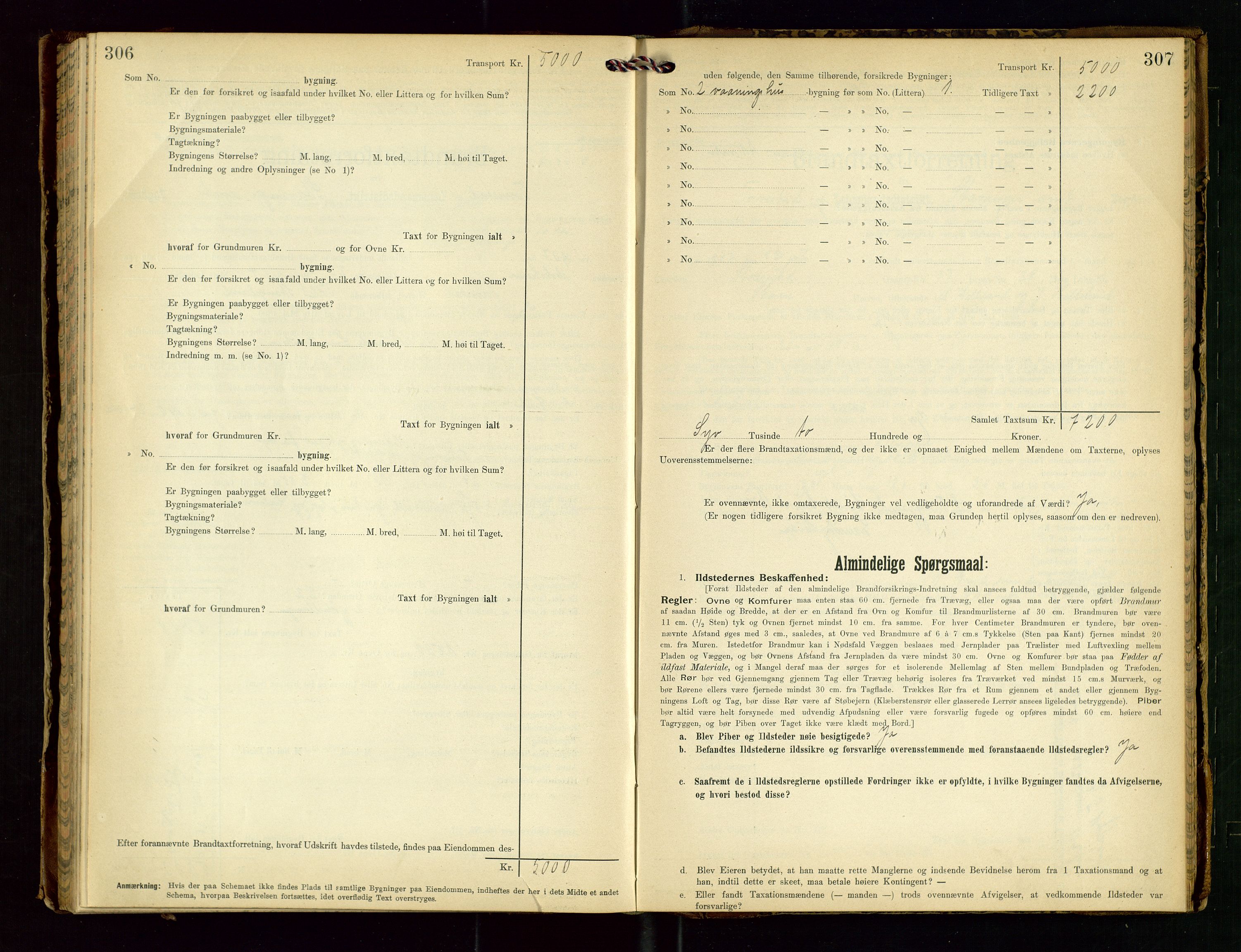 Torvestad lensmannskontor, SAST/A-100307/1/Gob/L0003: "Brandtaxationsprotokol for Torvestad Lensmannsdistrikt", 1905-1909, s. 306-307