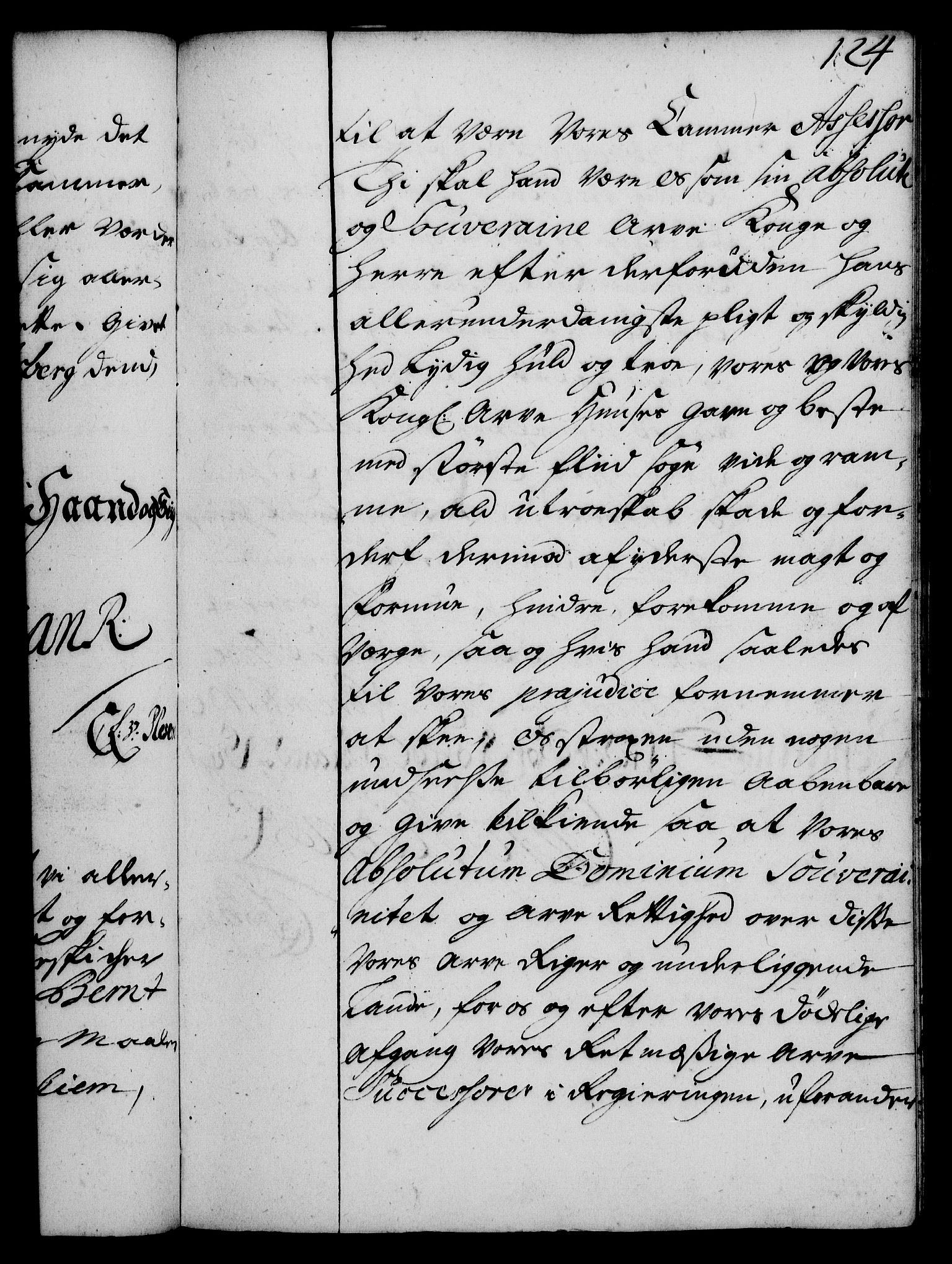 Rentekammeret, Kammerkanselliet, RA/EA-3111/G/Gg/Gge/L0002: Norsk bestallingsprotokoll med register (merket RK 53.26), 1730-1744, s. 124