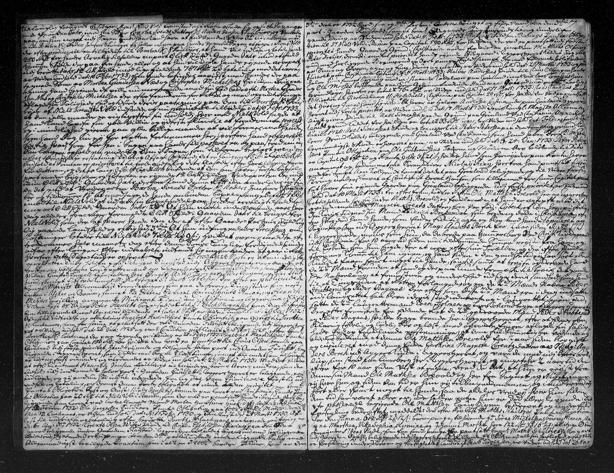 Aker sorenskriveri, SAO/A-10895/F/Fb/L0036: Tingbok, 1733-1736, s. 1b-2a